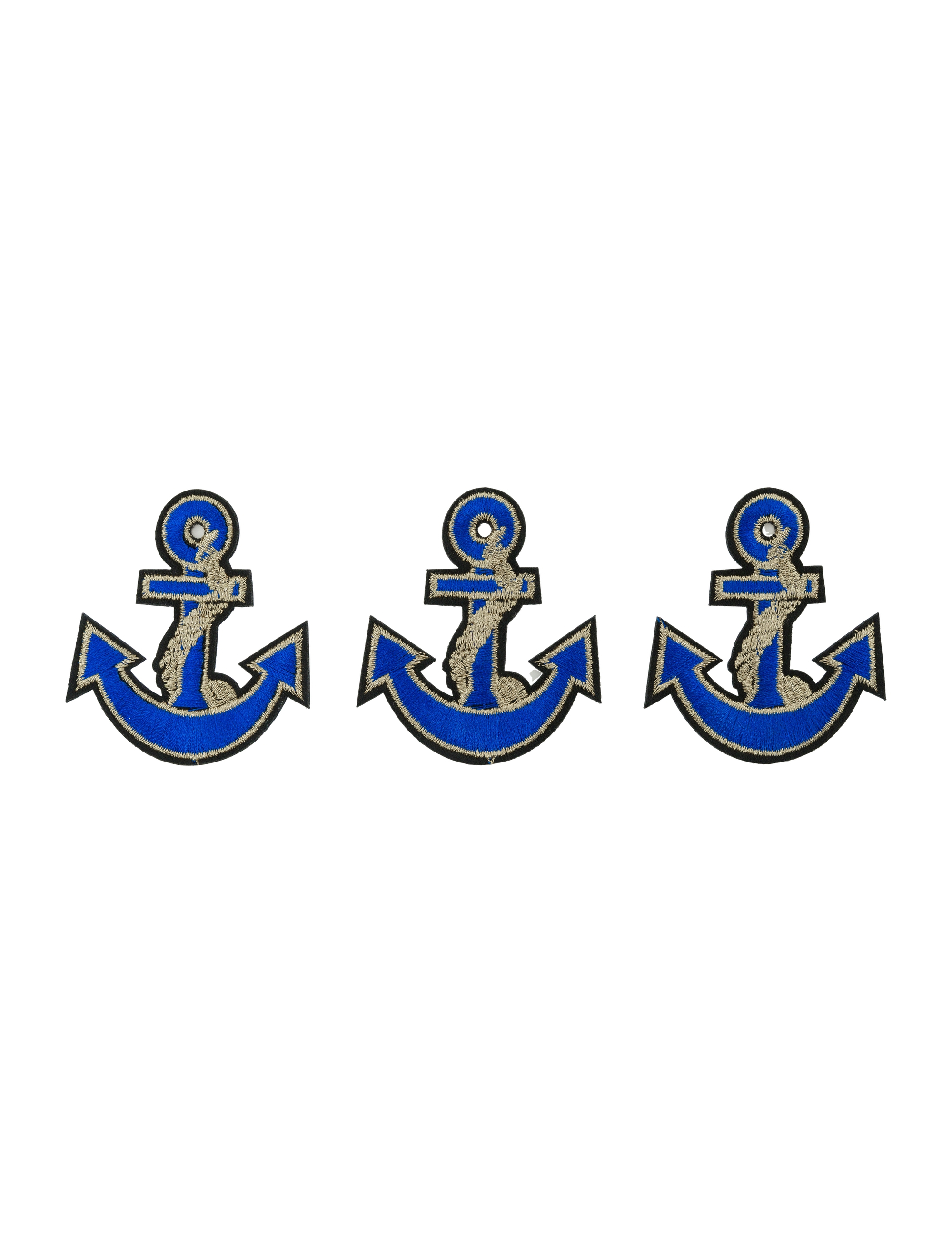 Bügelpatch Anker 3 Stk. 6x7cm blau/gold