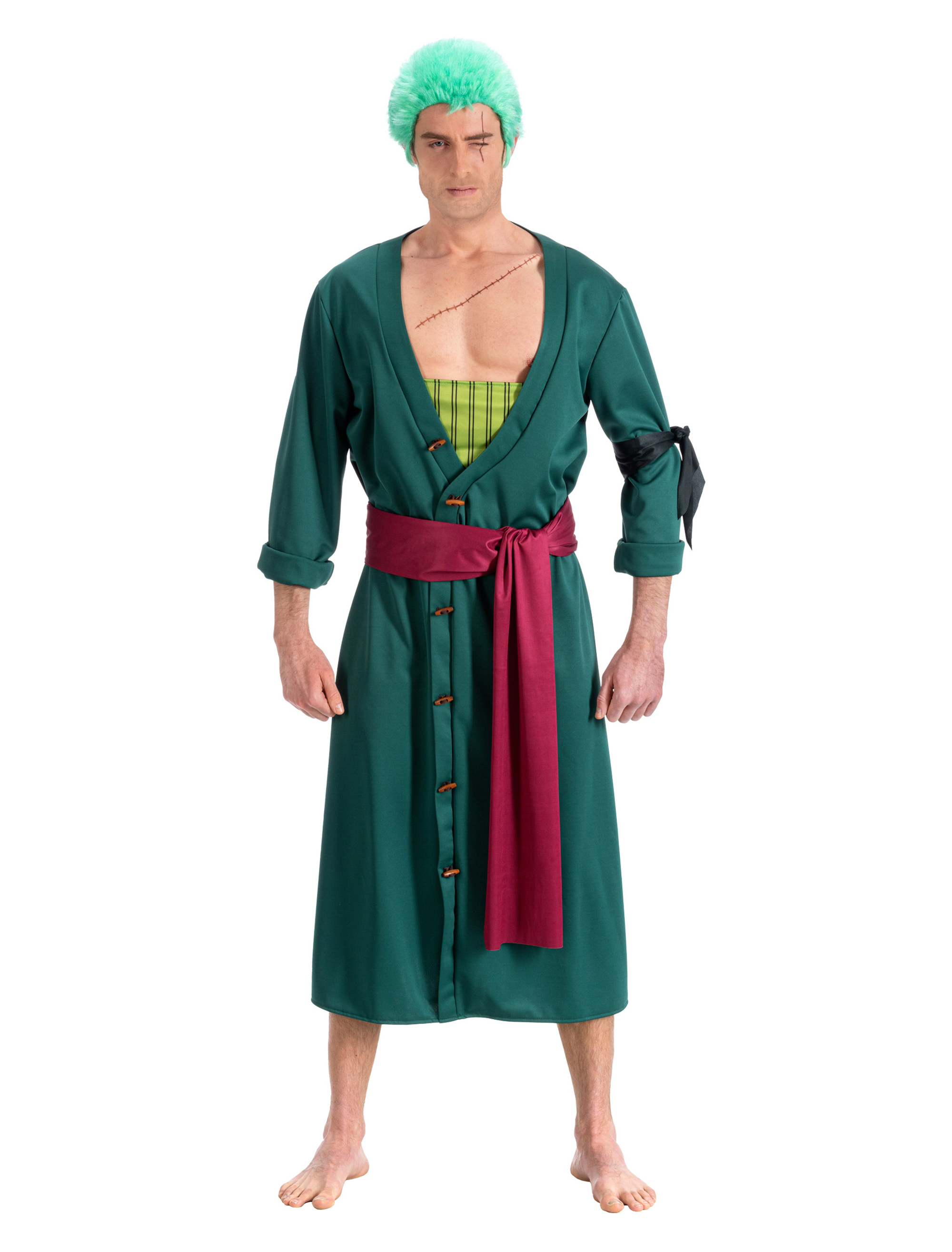 Kostüm Zorro One Piece 2-tlg. Herren rot/grün S