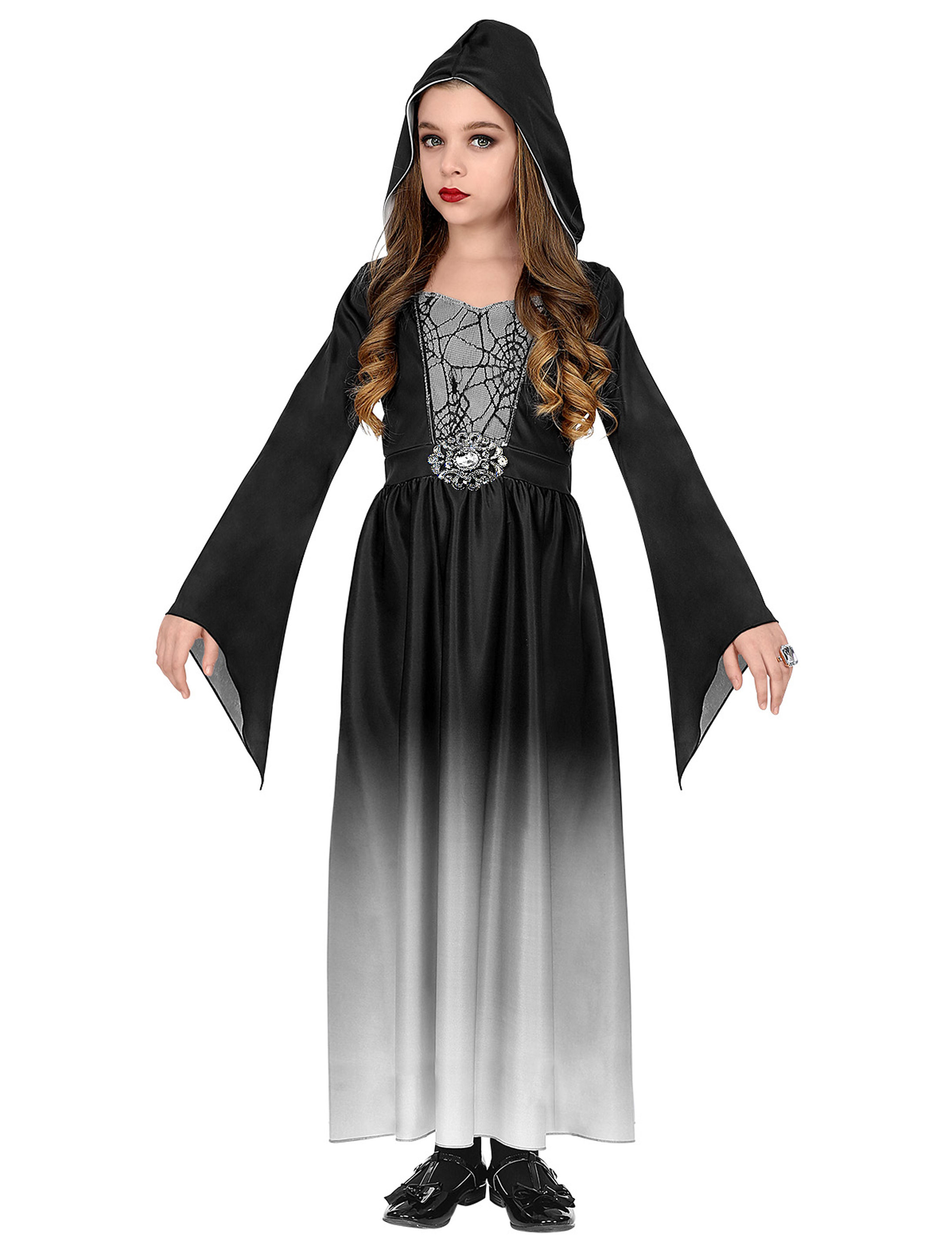 Kleid Gothic Girl schwarz/weiß 128