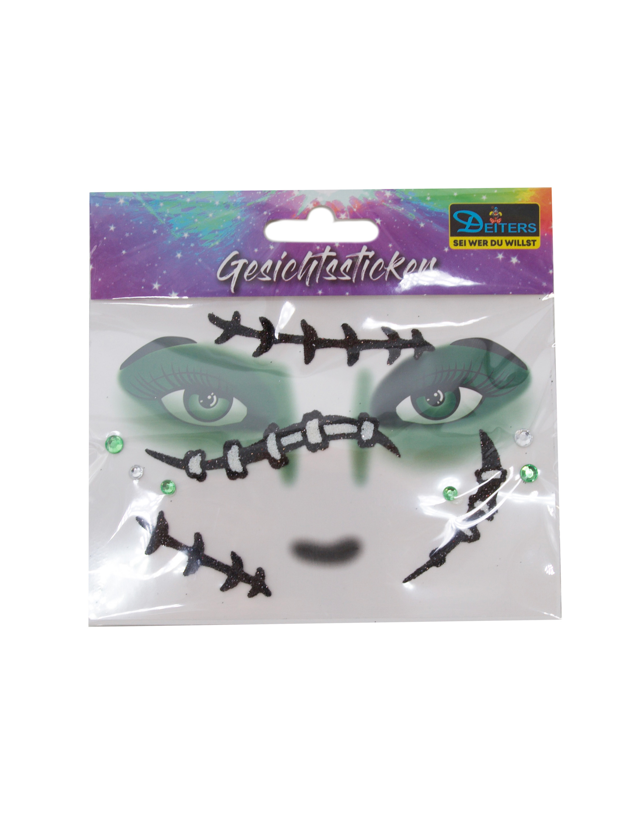 Gesichtssticker Monster schwarz/weiß