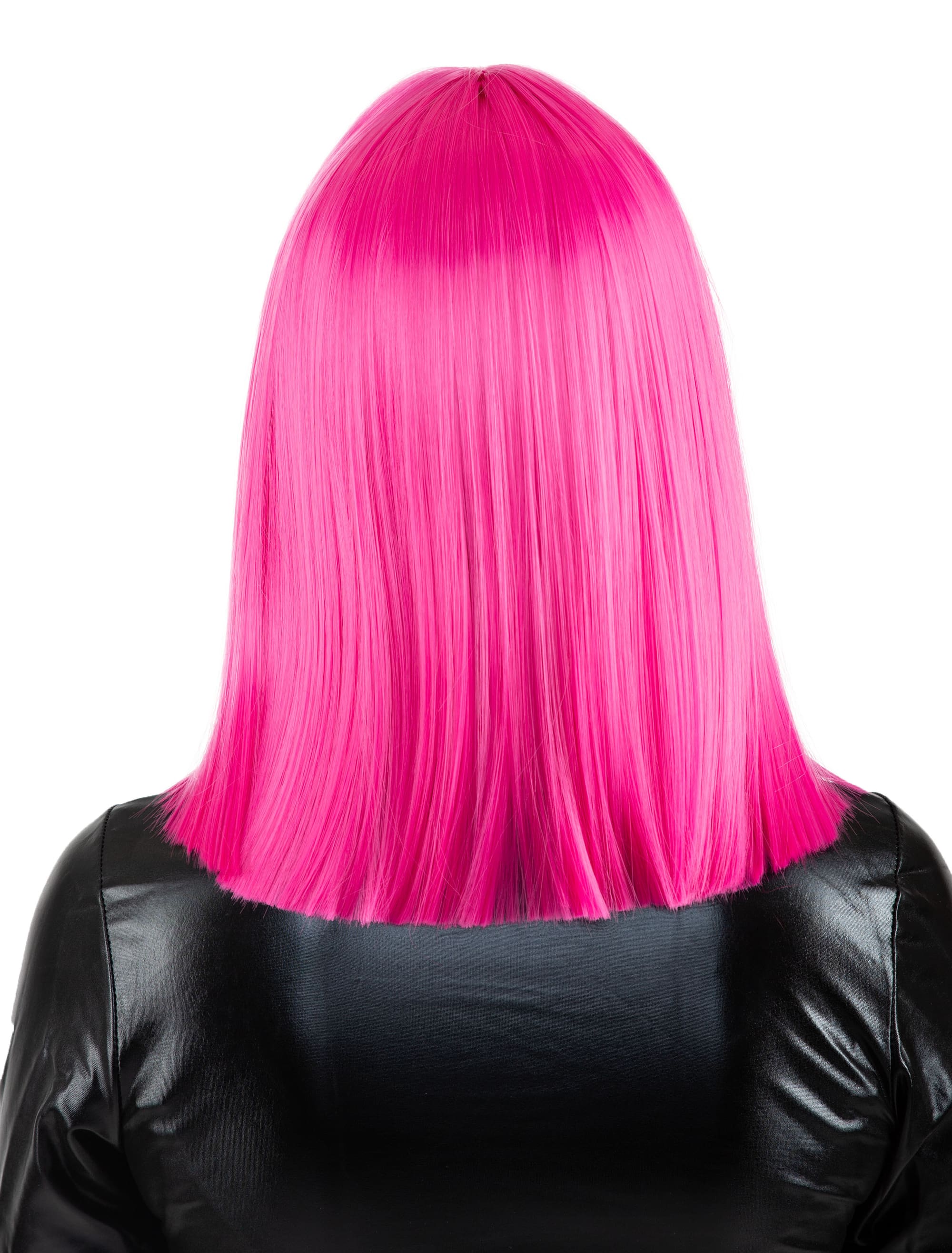 Perücke Langhaar glatt mit Pony fuchsia