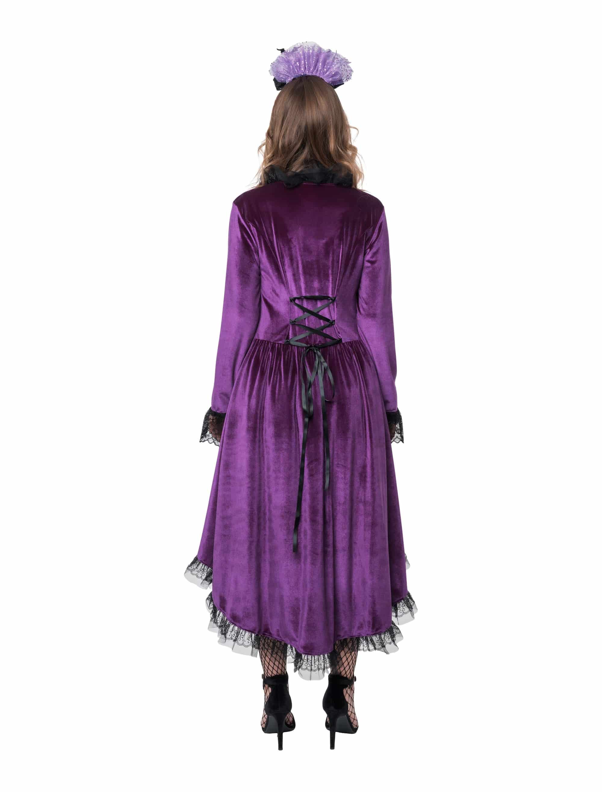 Mantel Samt mit Schnallen und Spitze Damen lila L/XL
