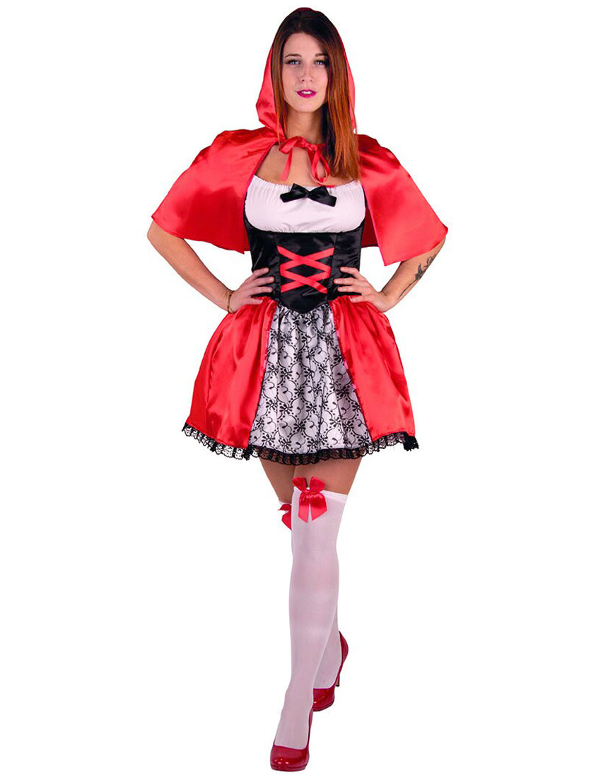 Kleid Rotkäppchen 2-tlg. Damen rot/schwarz 36