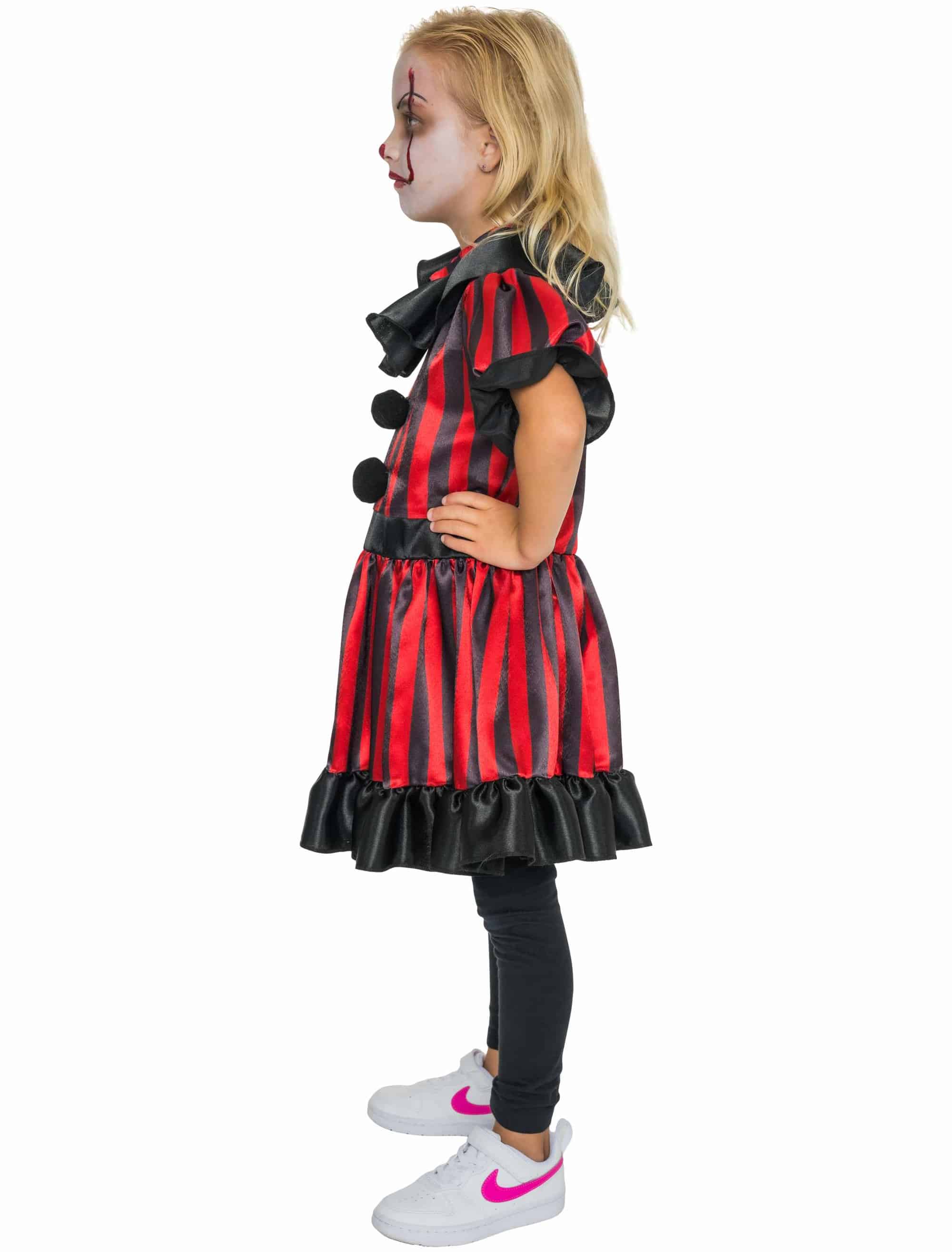 Kleid Gruselclown Kinder rot/schwarz 152