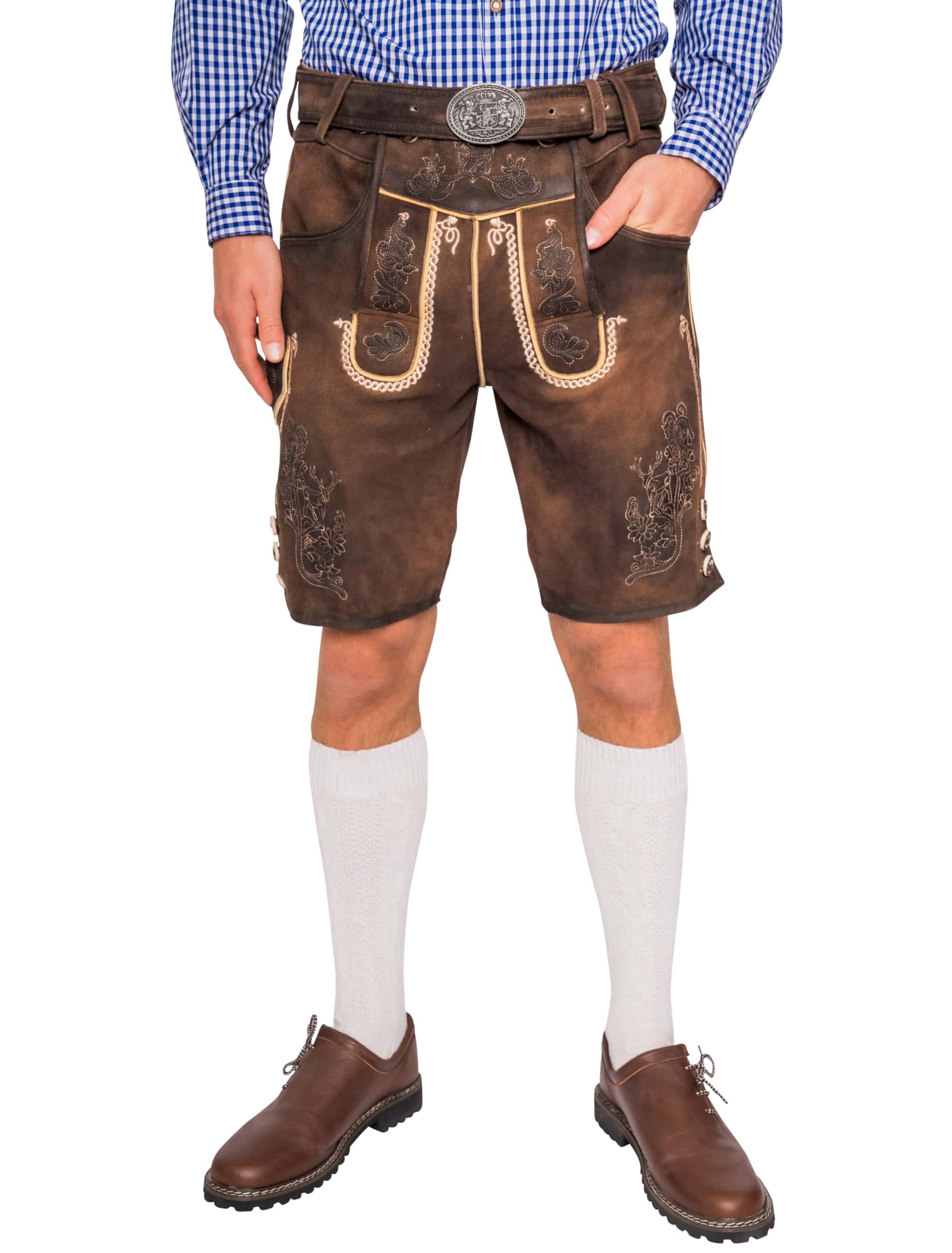 Lederhose Leo kurz Herren braun 4XL