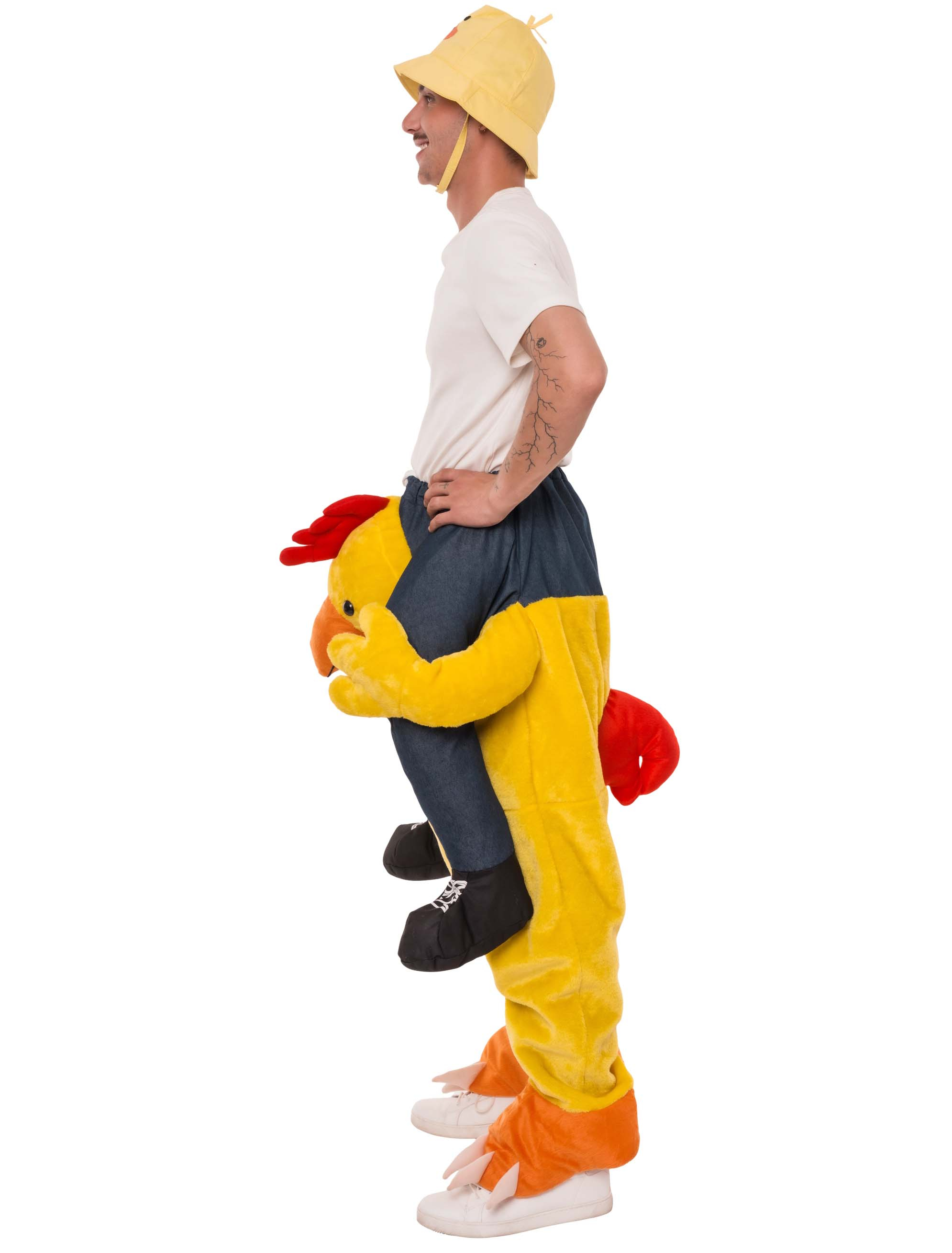 Kostüm Huckepack Huhn Erwachsene rot/gelb one size