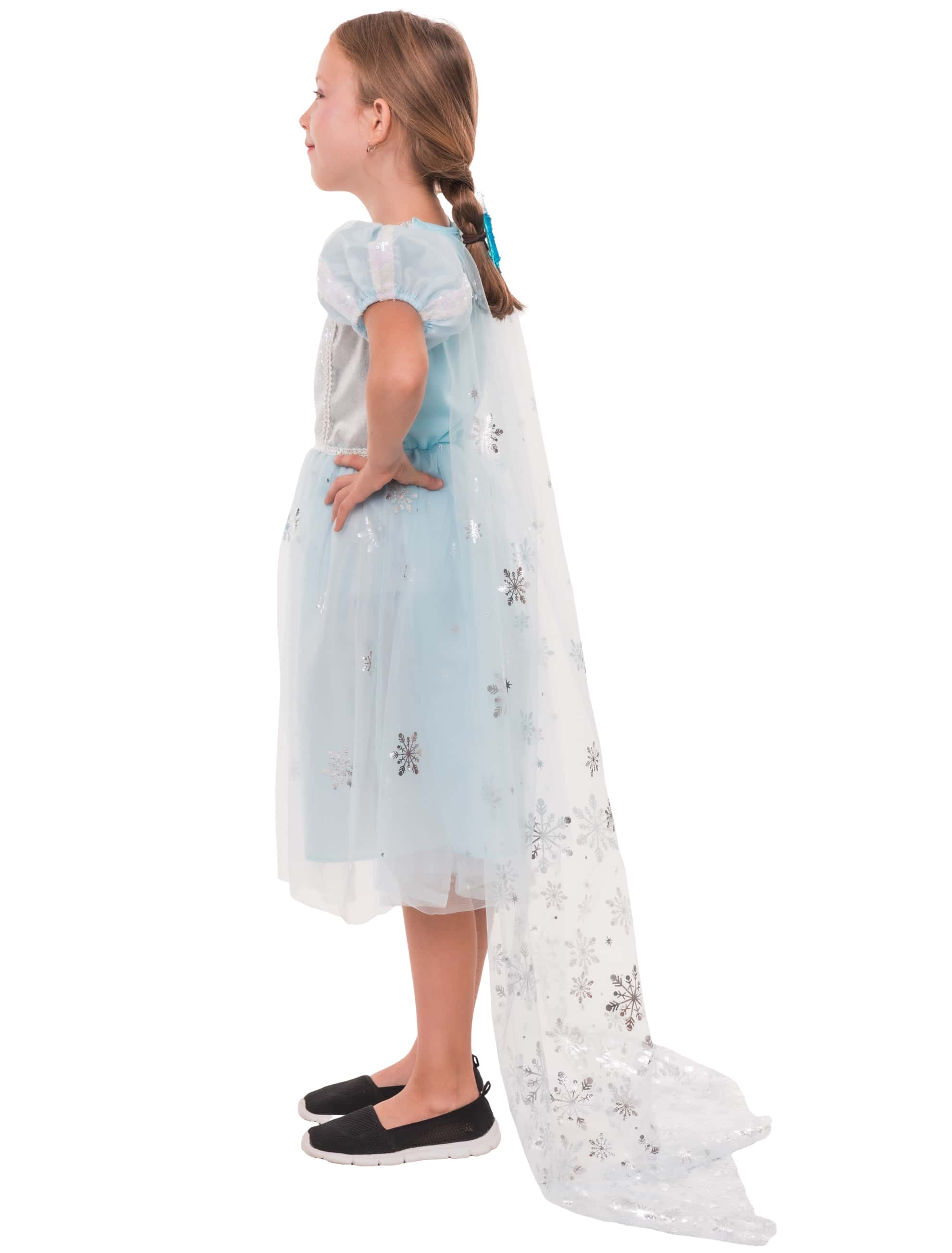Kleid Schneekönigin Kinder blau/weiß 4-6 Jahre