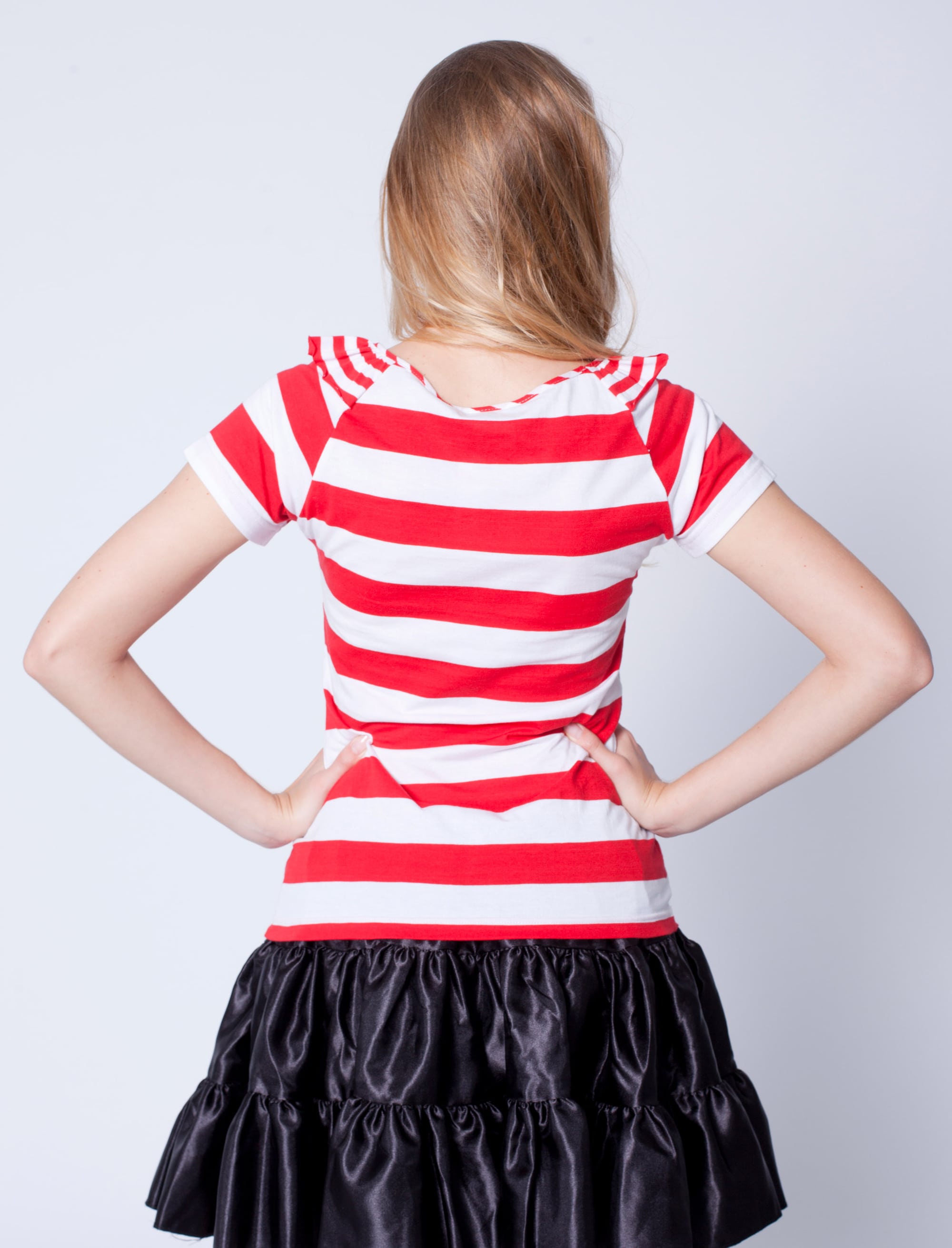 Rüschenshirt rot/weiß S