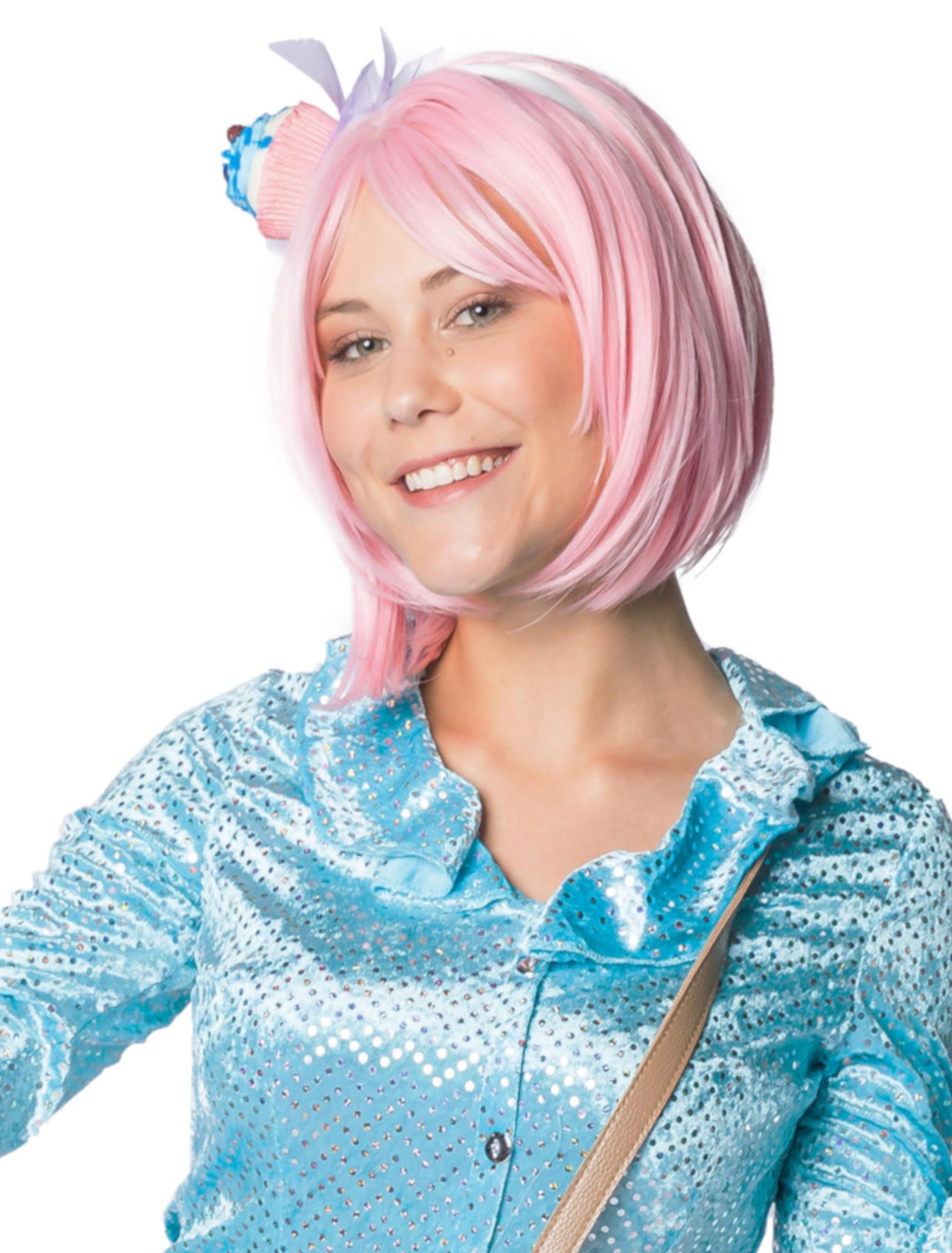 Perücke long Bob rosa one size