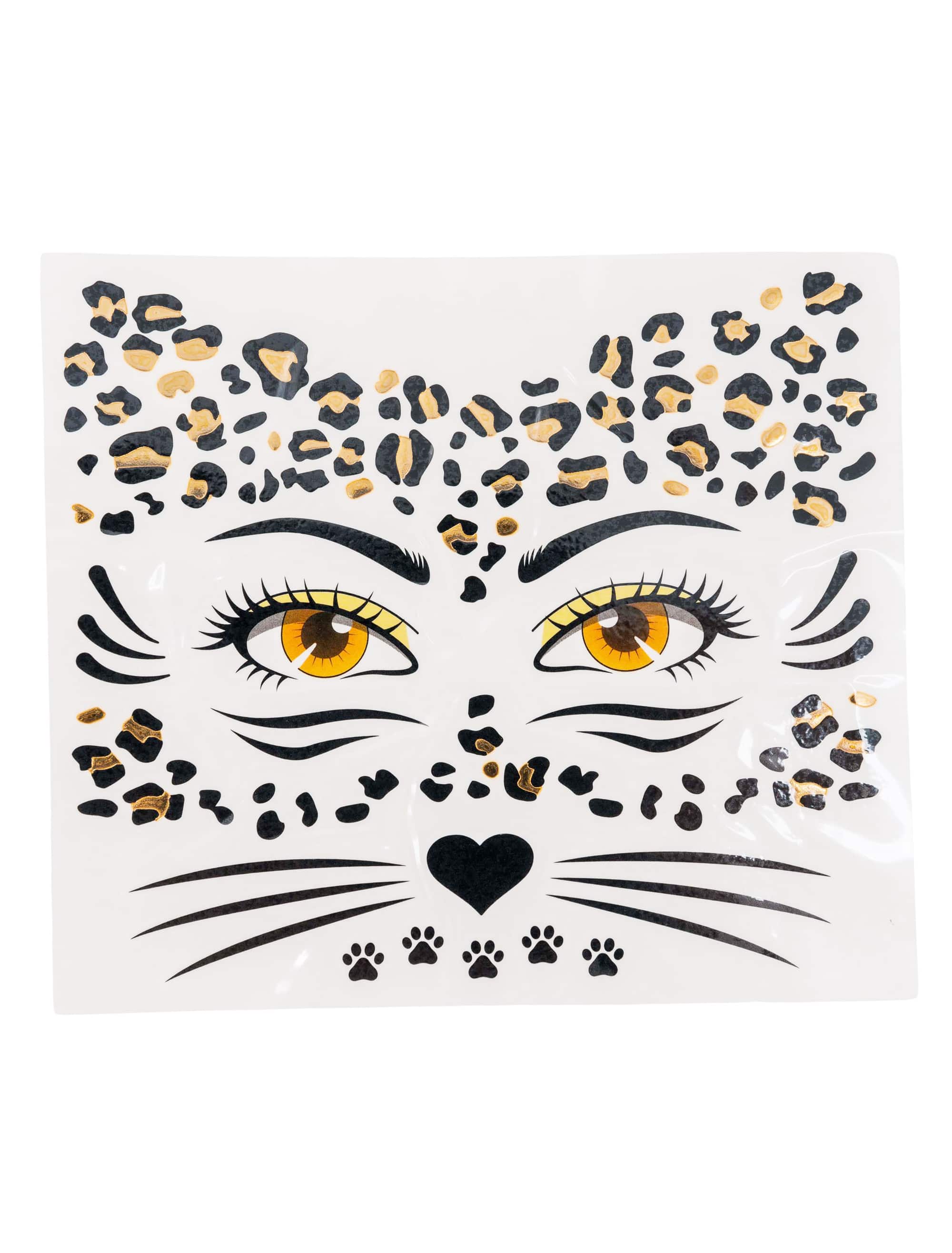 Gesichtstattoo Leopard schwarz/gold
