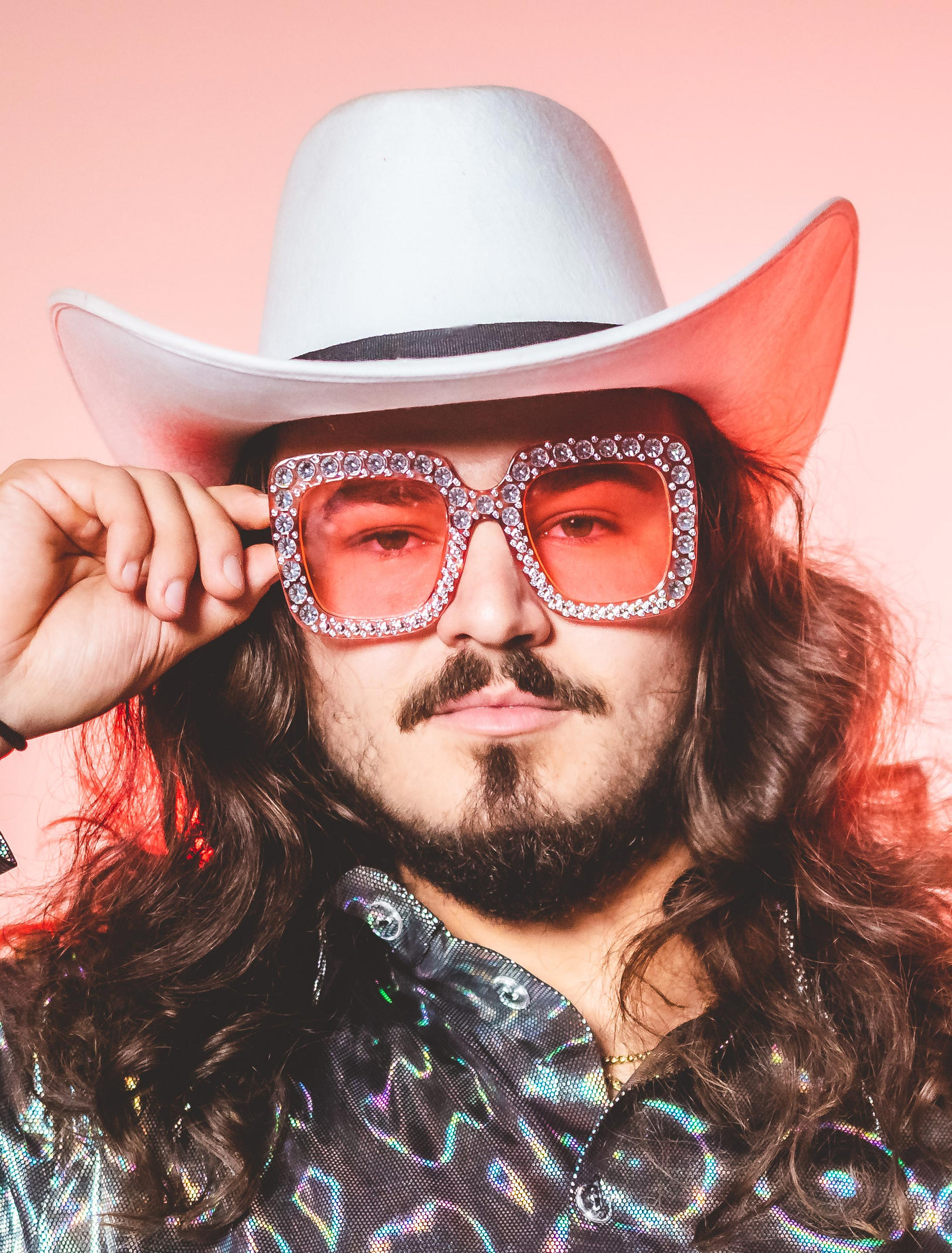 Brille eckig mit Strass rosa