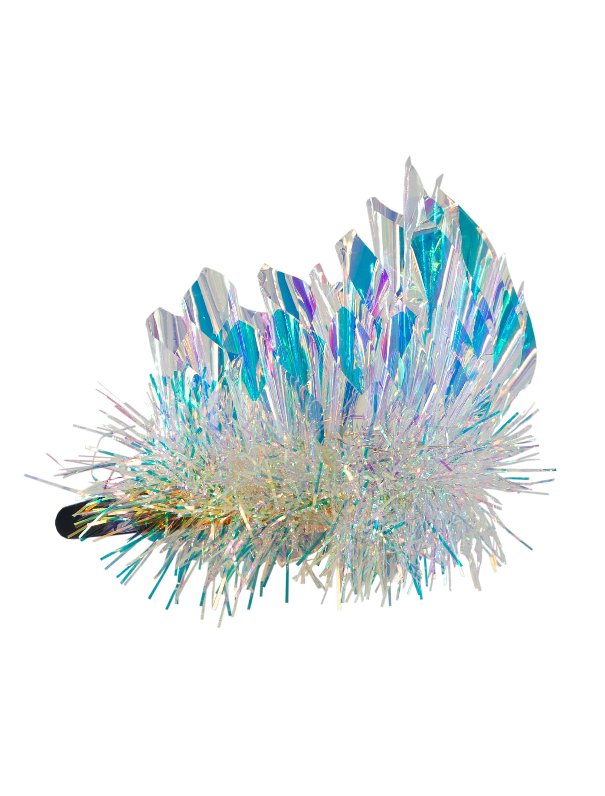 Haarreif holographisch mit Lametta und LED Damen bunt