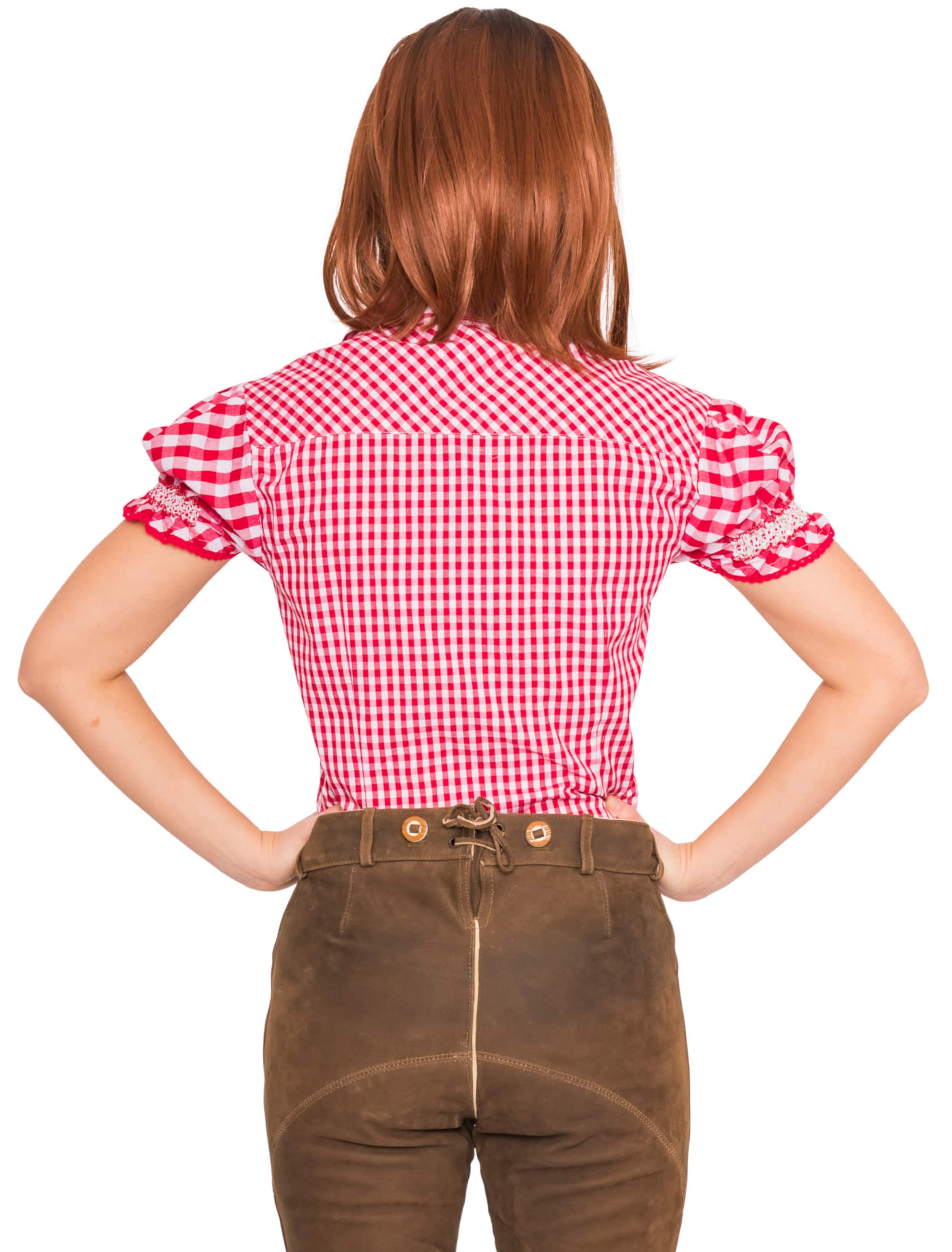 Trachtenbluse Irmgard kariert Damen rot/weiß 46