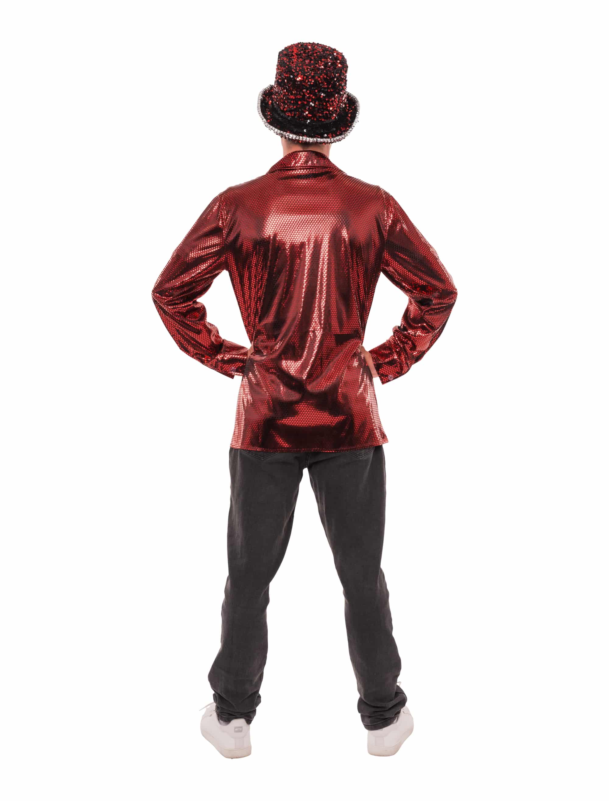 Hemd Herzen Metallic Herren rot S/M
