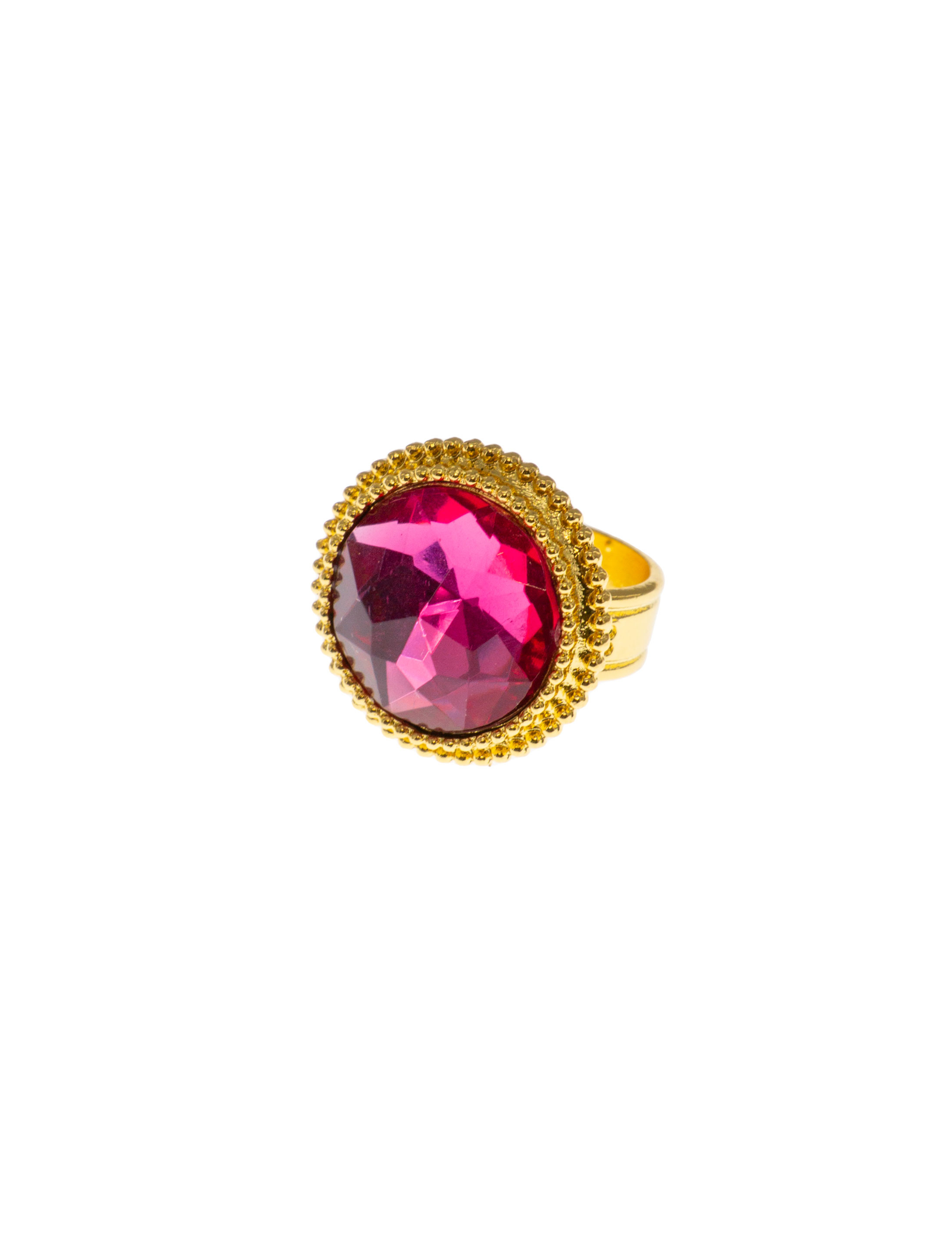 Ring gold rund mit rotem Stein