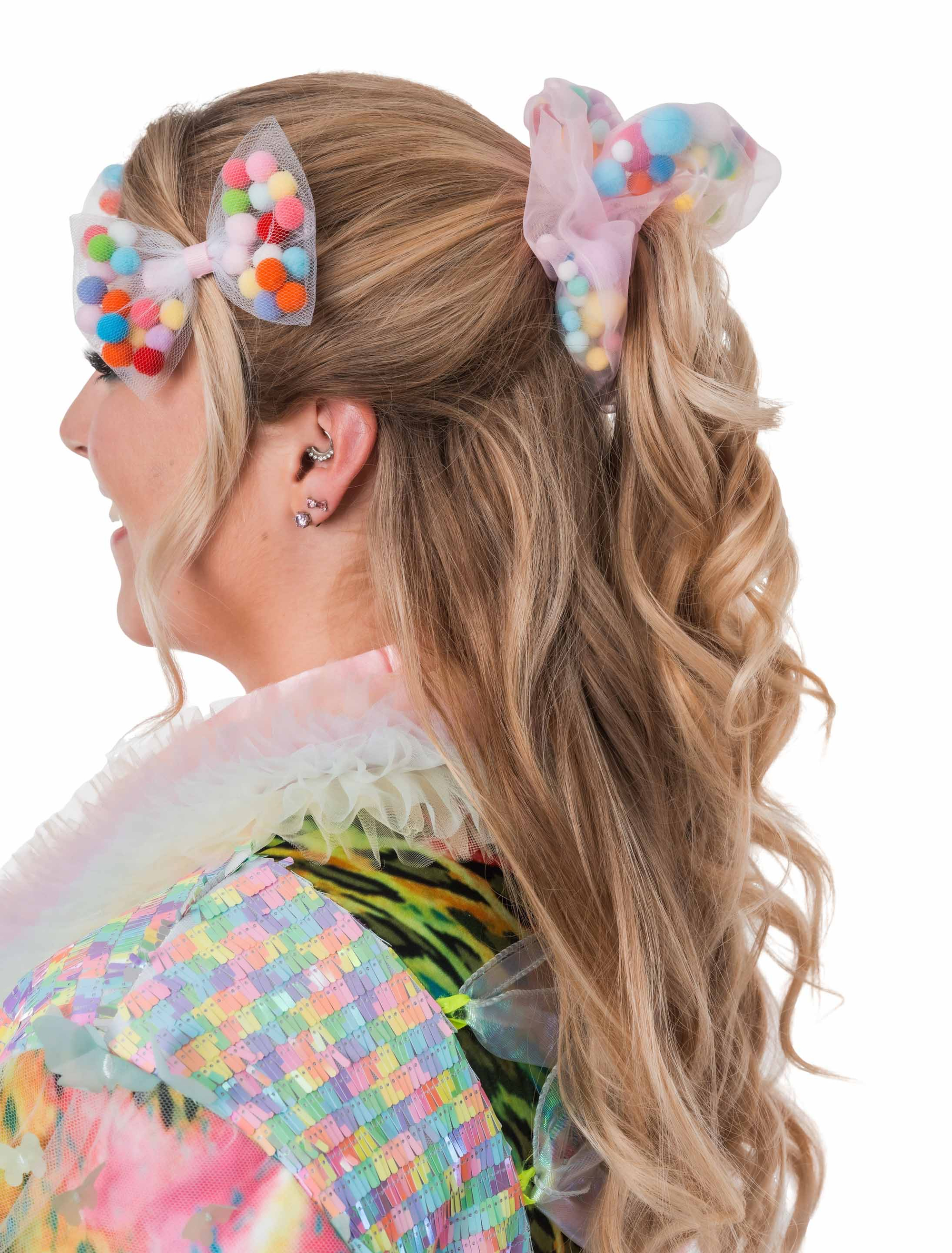 Scrunchie mit Pompoms rosa