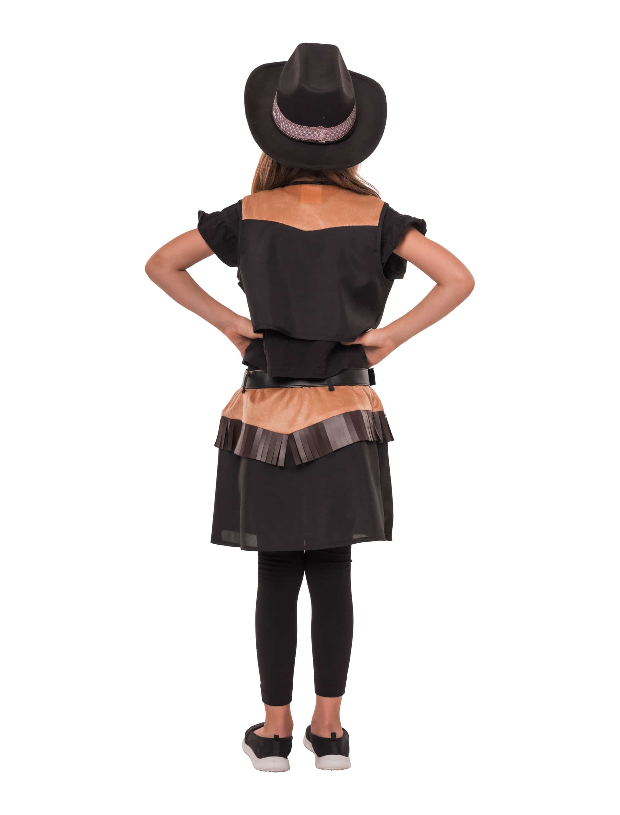 Kostüm Cowgirl 3-tlg. Kinder schwarz/braun 4-6 Jahre