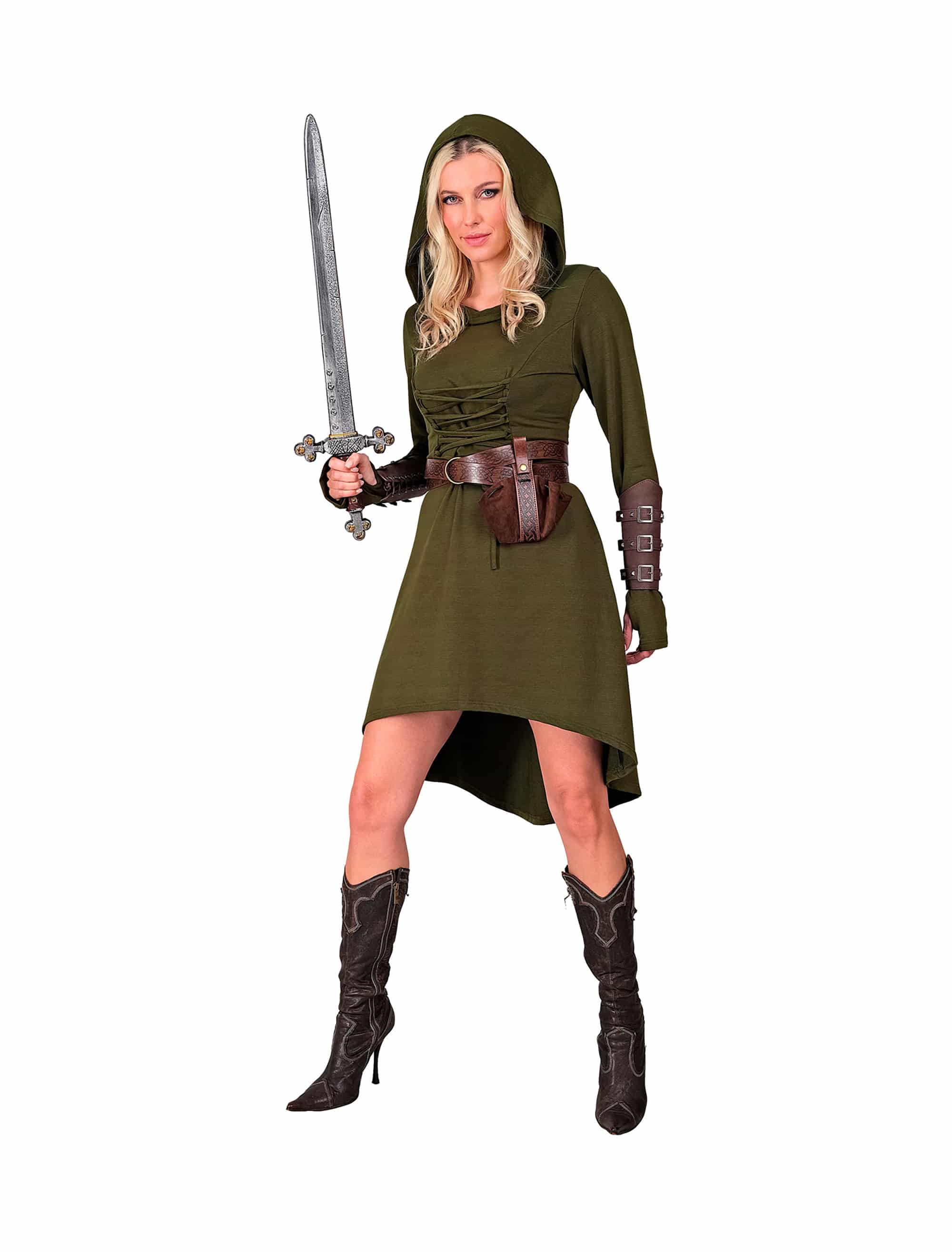 Kleid Mittelalter Damen olivgrün XL