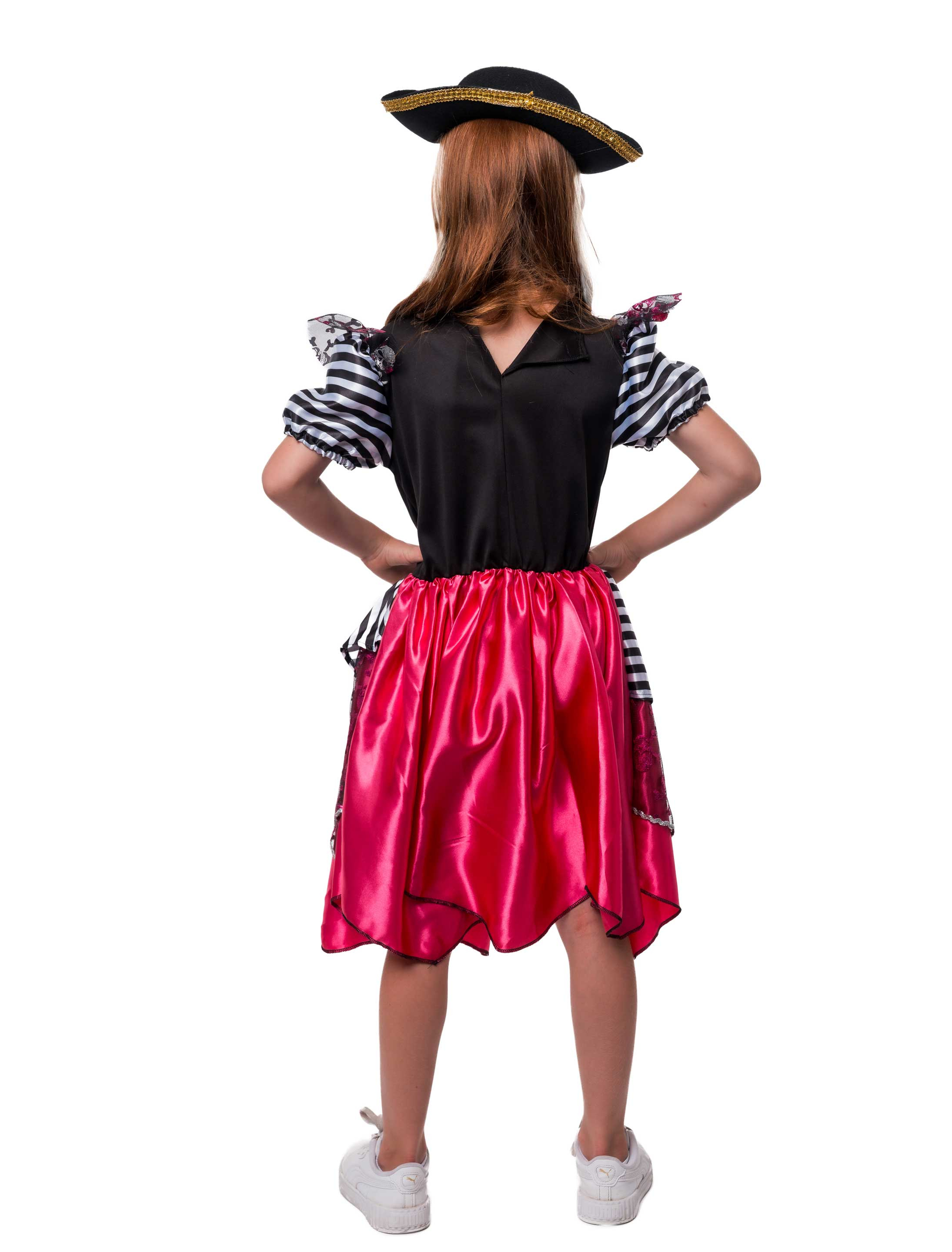 Kleid Piratin Kinder schwarz/pink 104/116