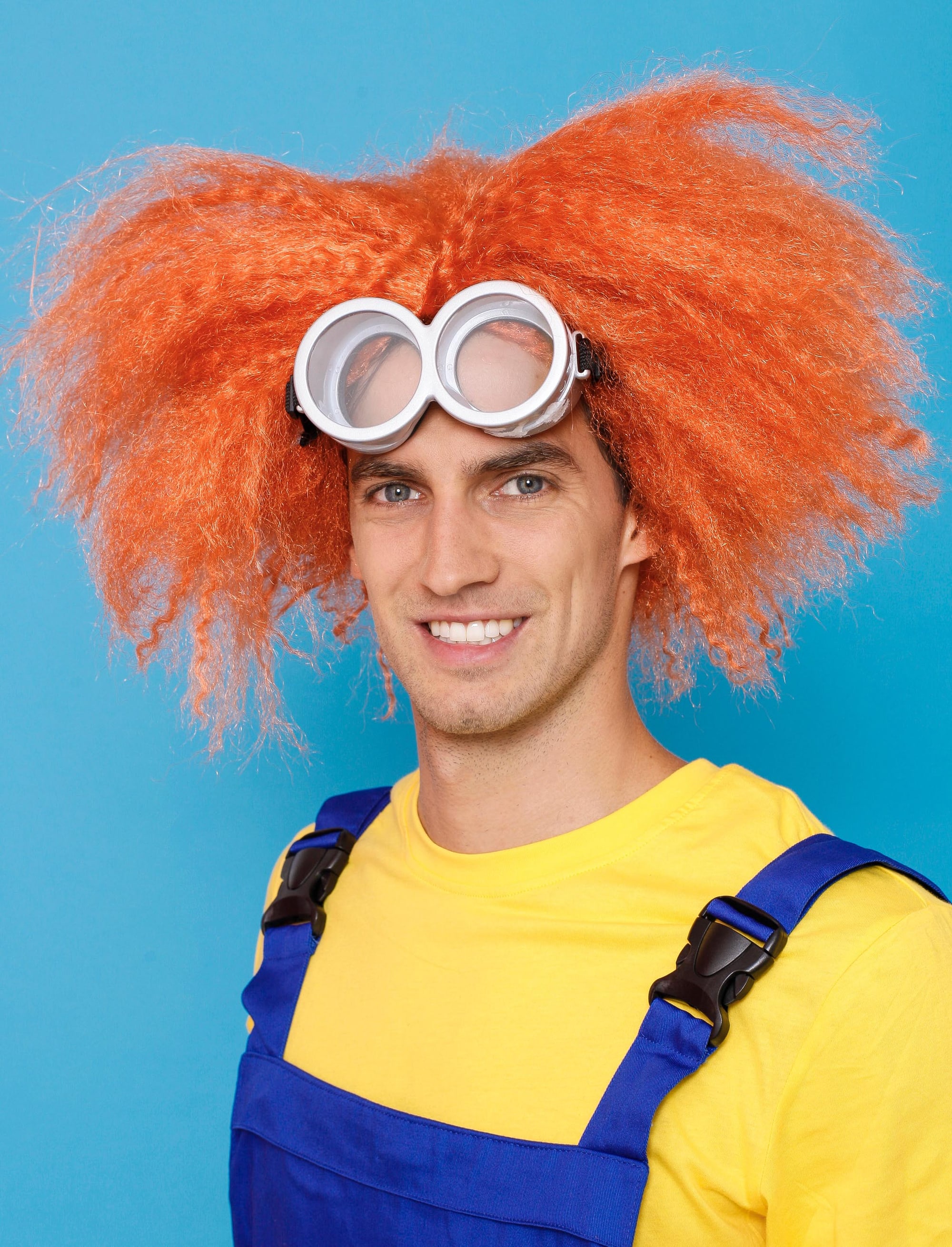 Perücke wilder Lockenkopf mit Scheitel orange one size