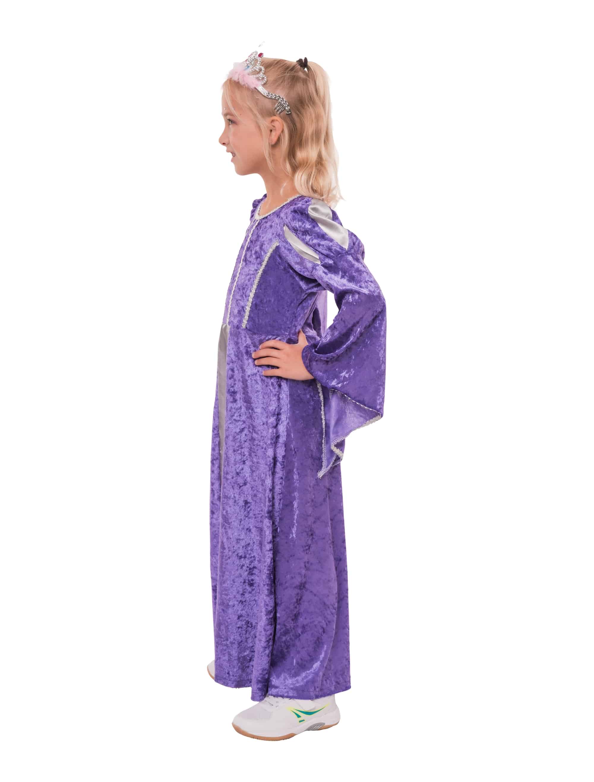 Kleid Burgfräulein Kinder lila/silber 128