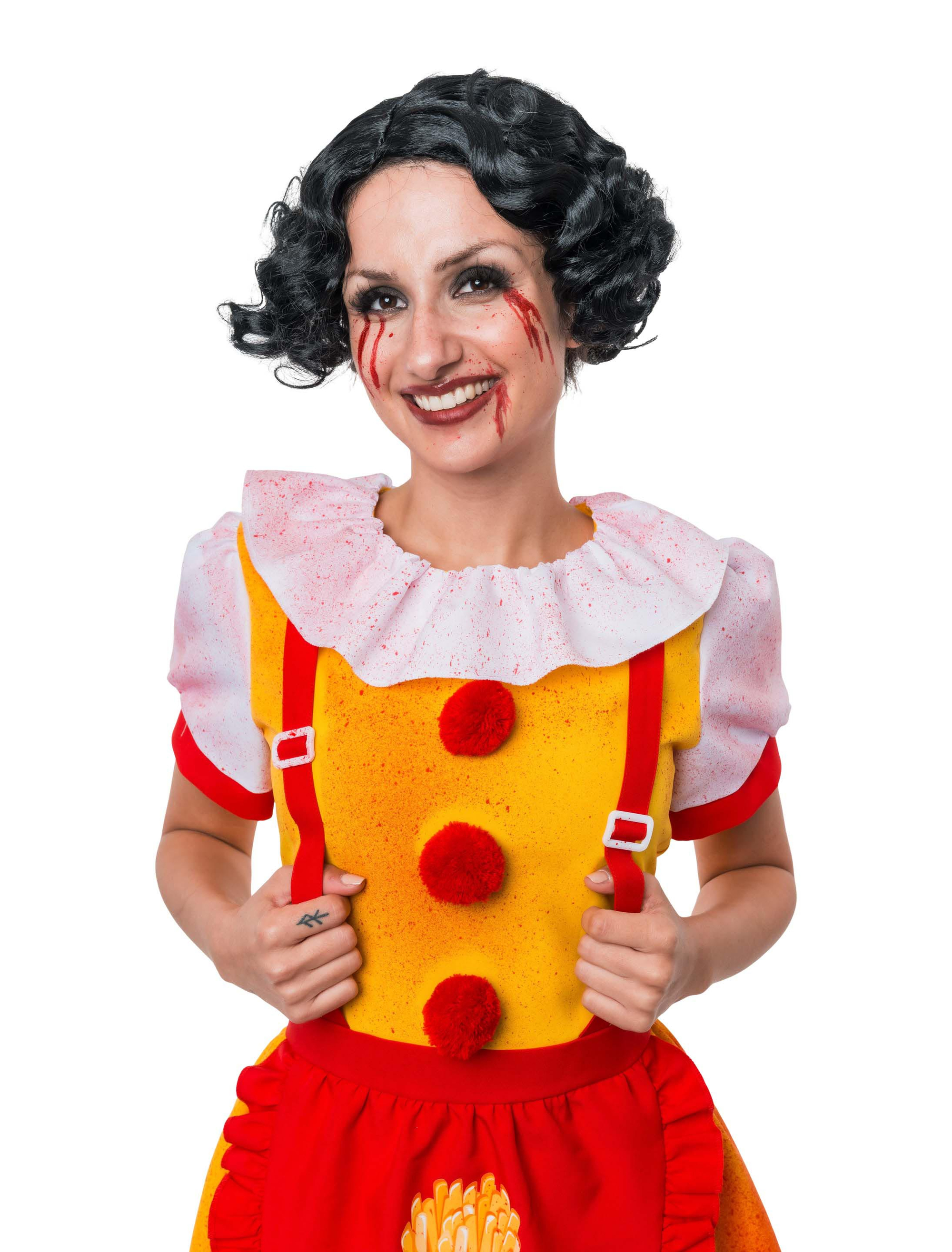Kleid Horrorclown Fast-Food Damen rot/gelb S
