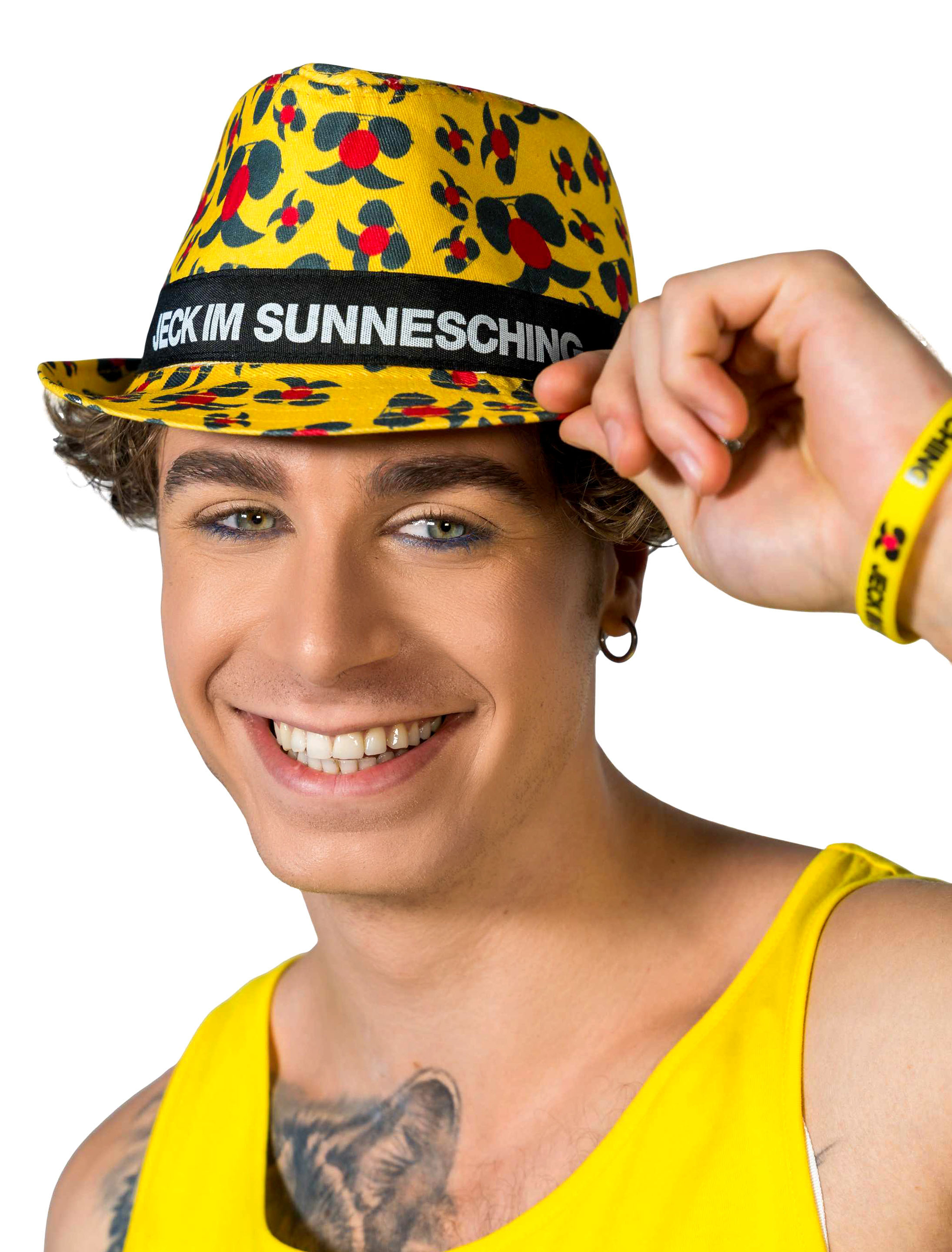 JIS Hut Logo Jeck im Sunnesching schwarz/gelb