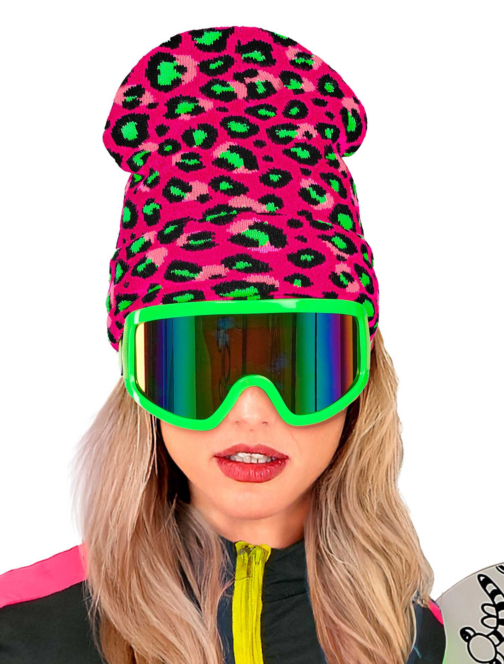 Beanie Après-Ski mit UV-Effekt neonpink