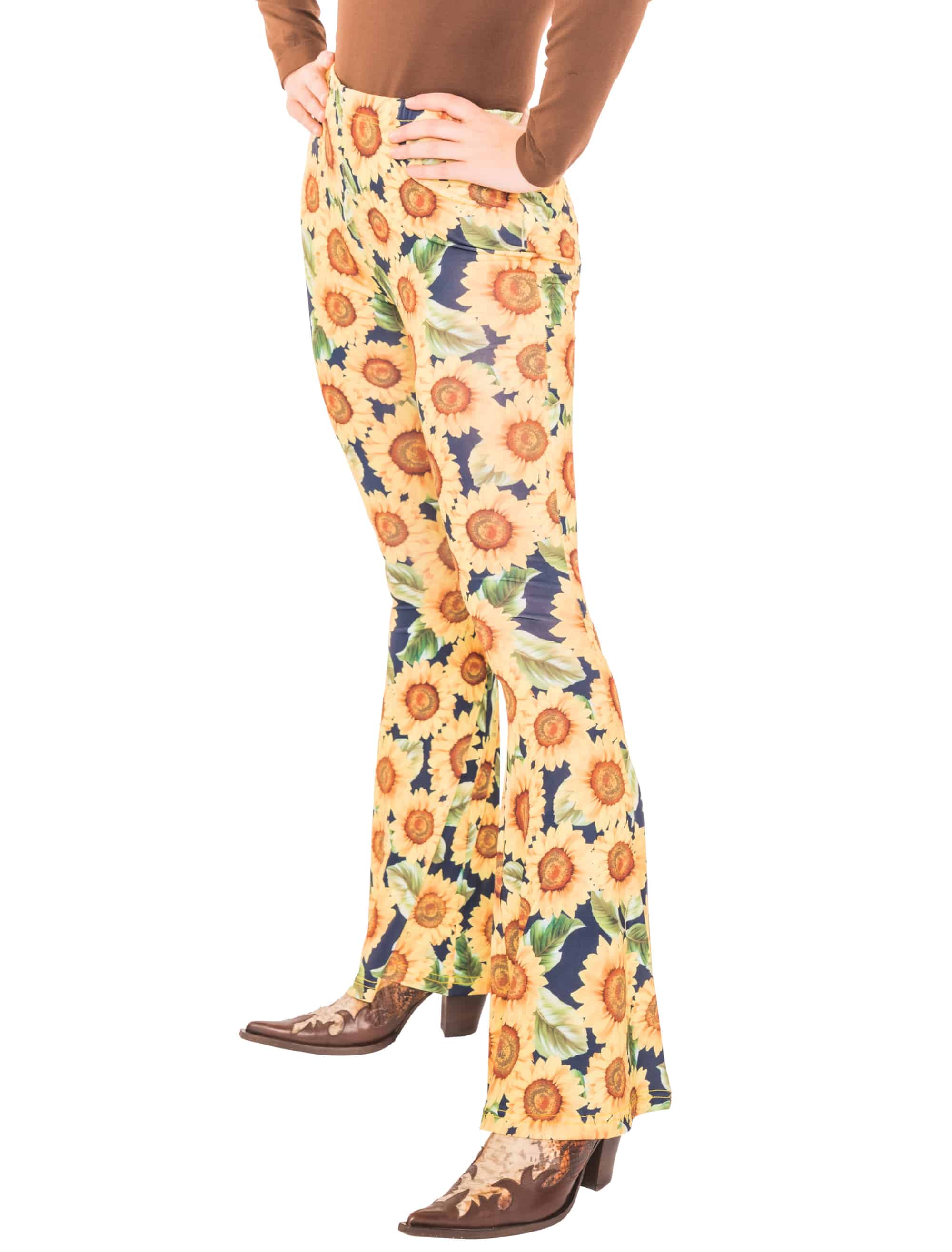 Hose 70erJahre Sonnenblumen Damen gelb S/M