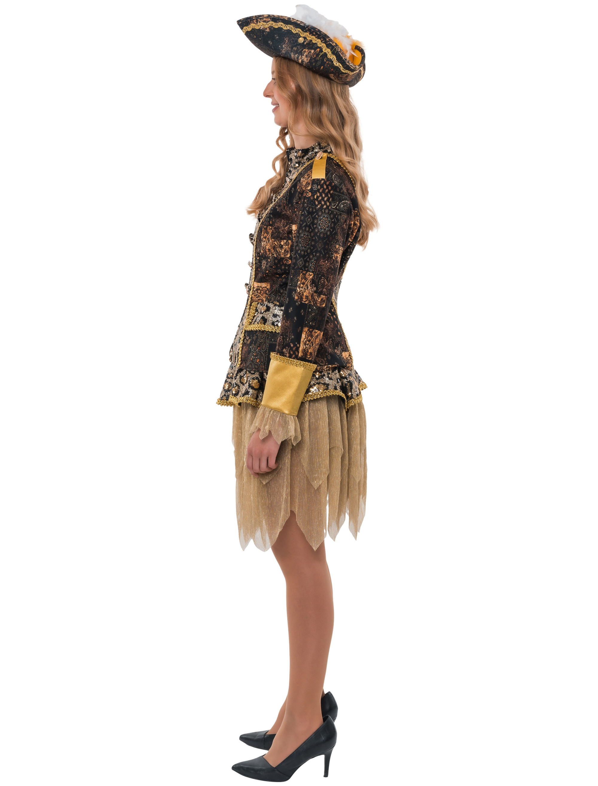 Frack Pailletten Leopard Damen braun/gold M