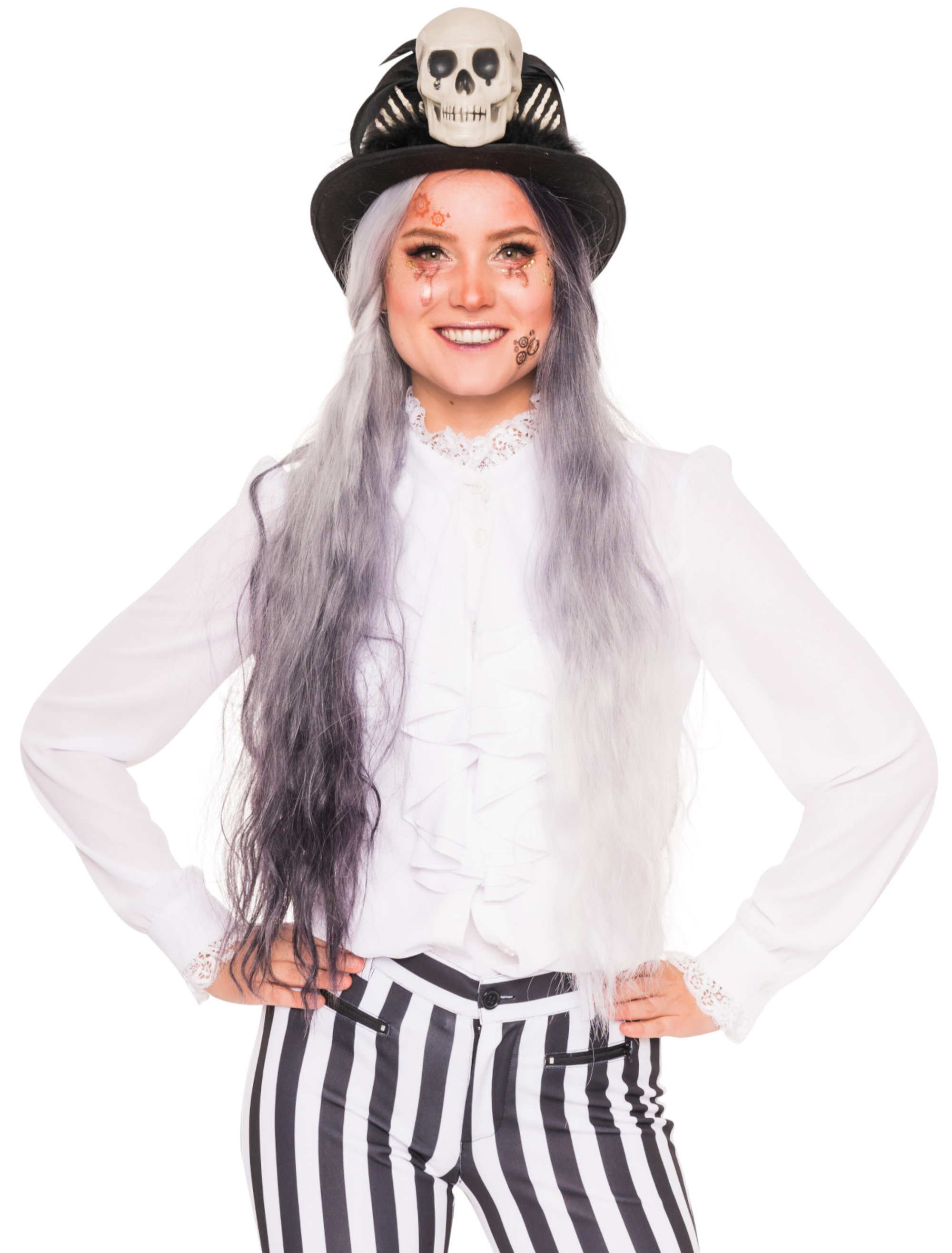 Bluse mit Volant & Spitze Damen weiß 2XL