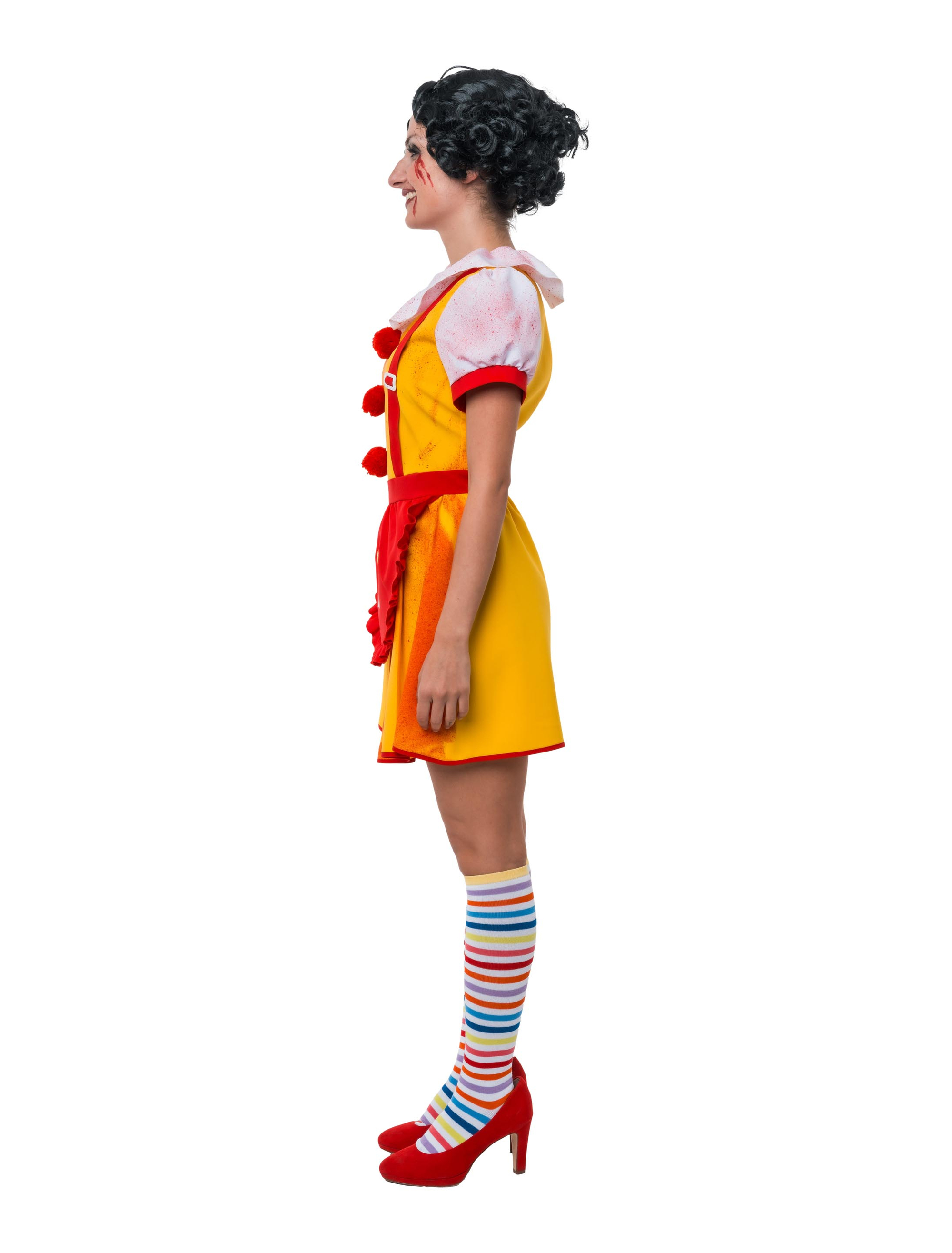 Kleid Horrorclown Fast-Food Damen rot/gelb S