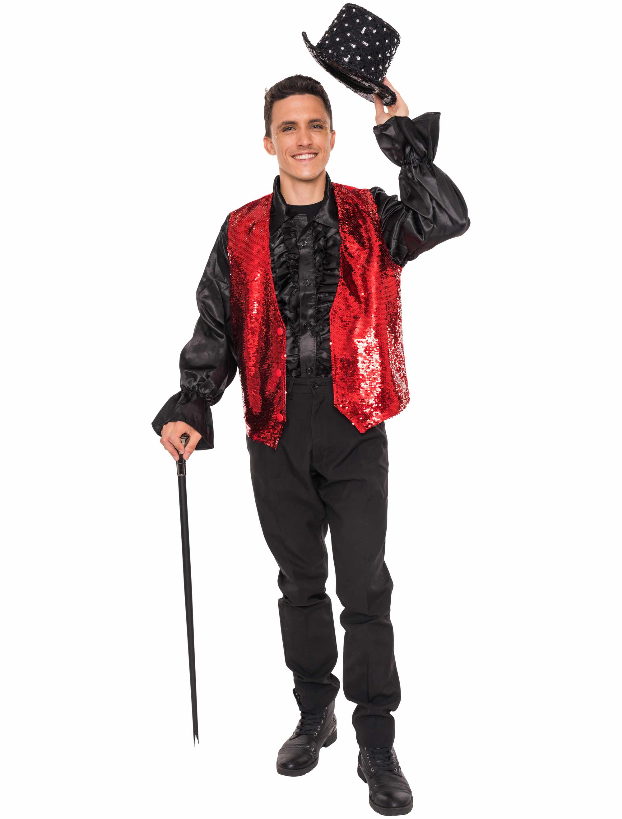 Paillettenweste Herren rot L/XL