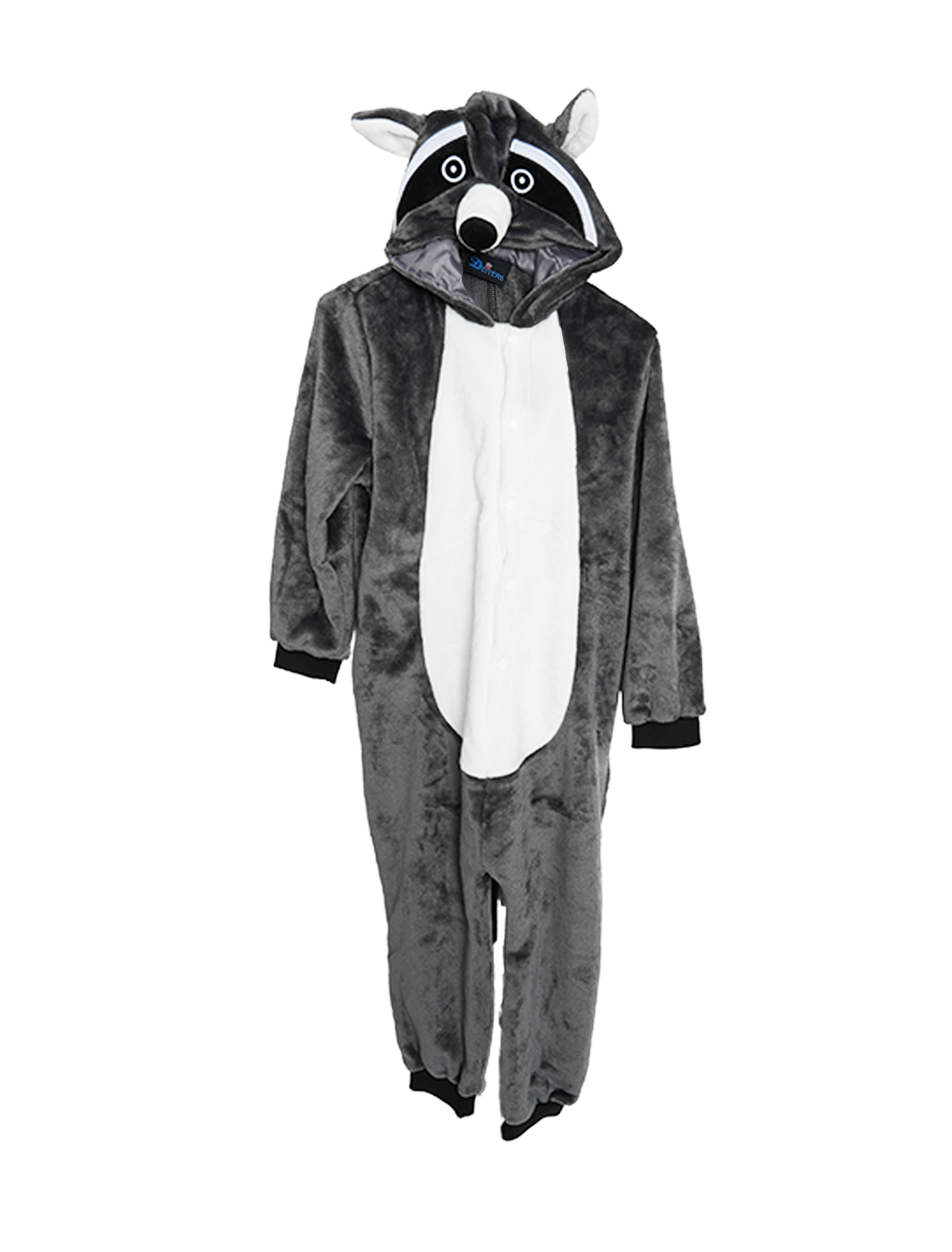 Overall Plüsch Waschbär Kinder schwarz/weiß 116/128