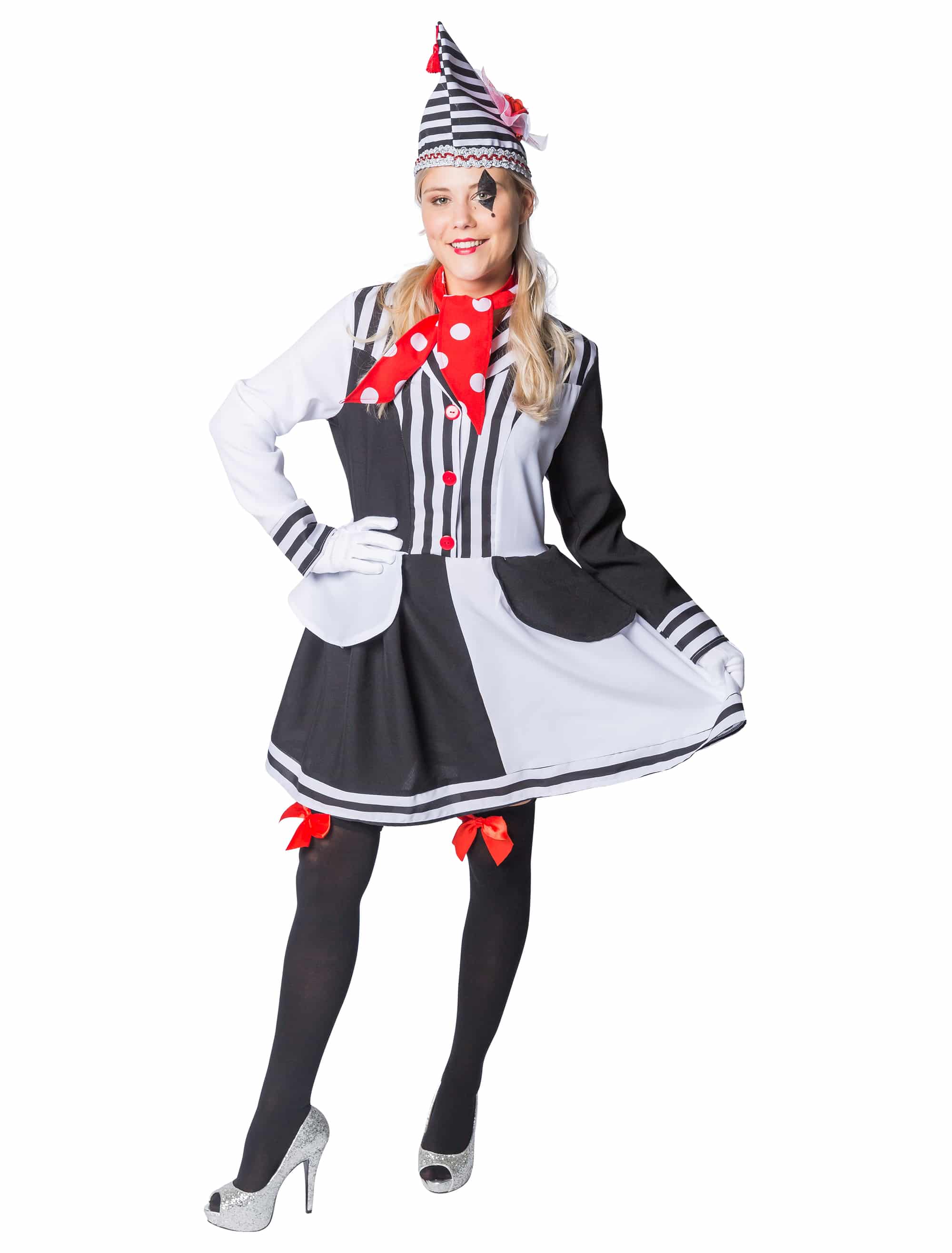 Kleid Pantomime deluxe 2-tlg. Damen schwarz/weiß 2XL