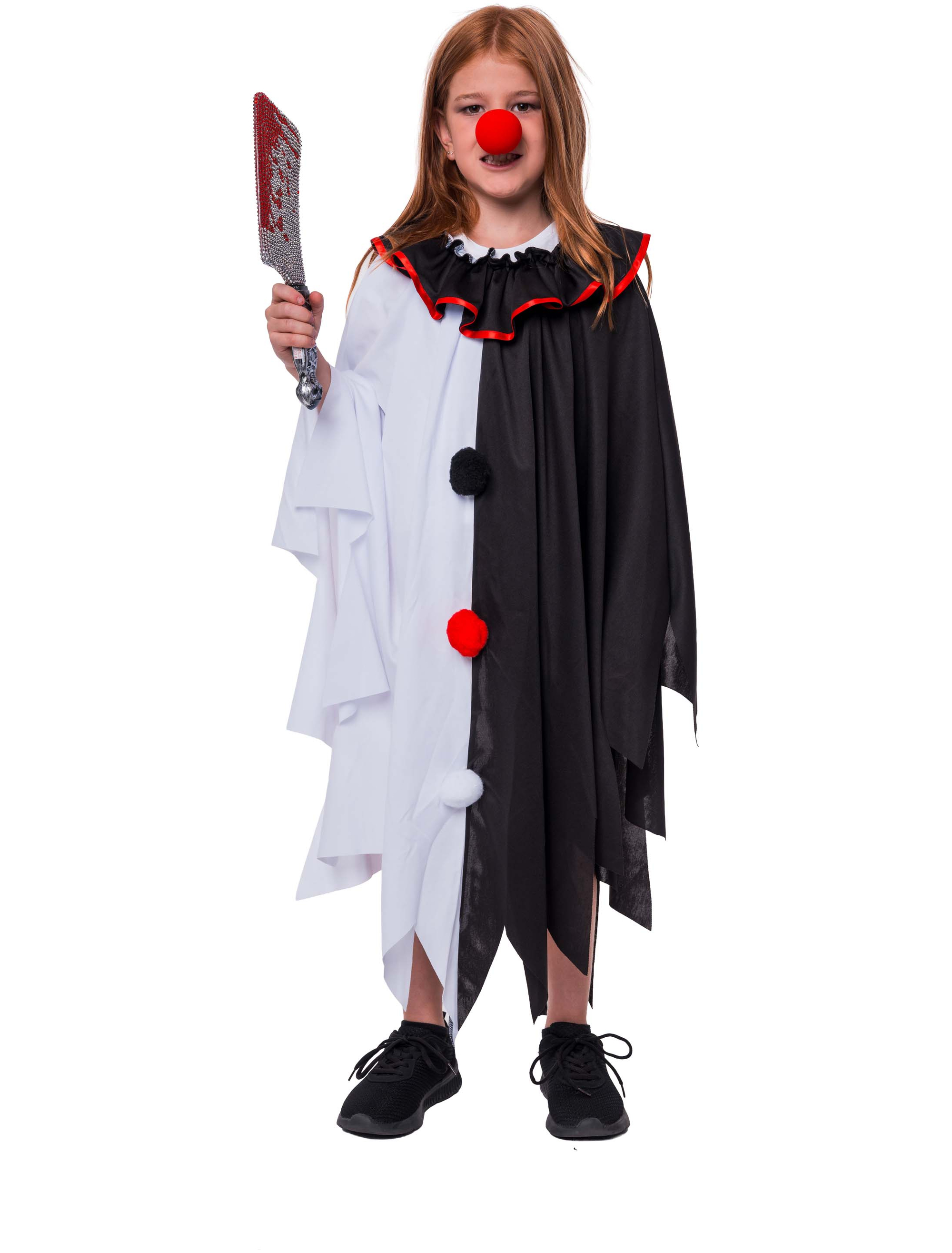Poncho Clown Kinder schwarz/weiß/rot one size