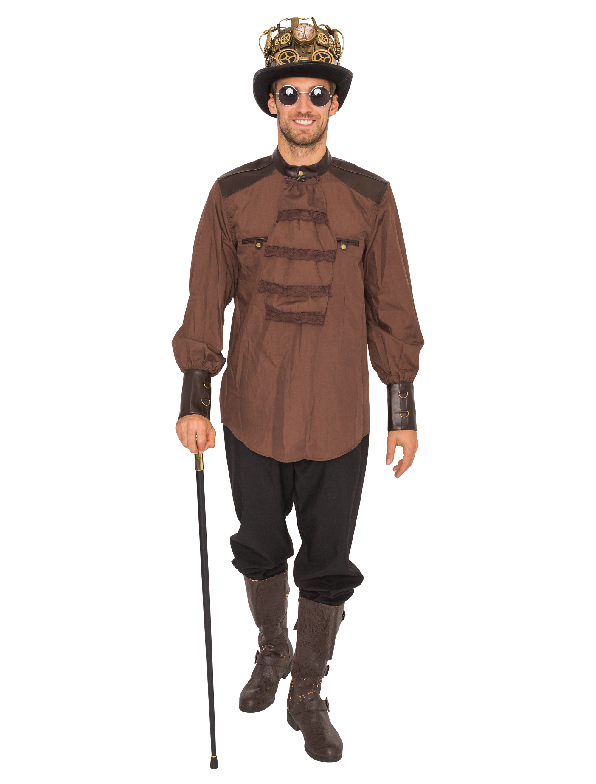 Hemd Steampunk Herren braun XXL