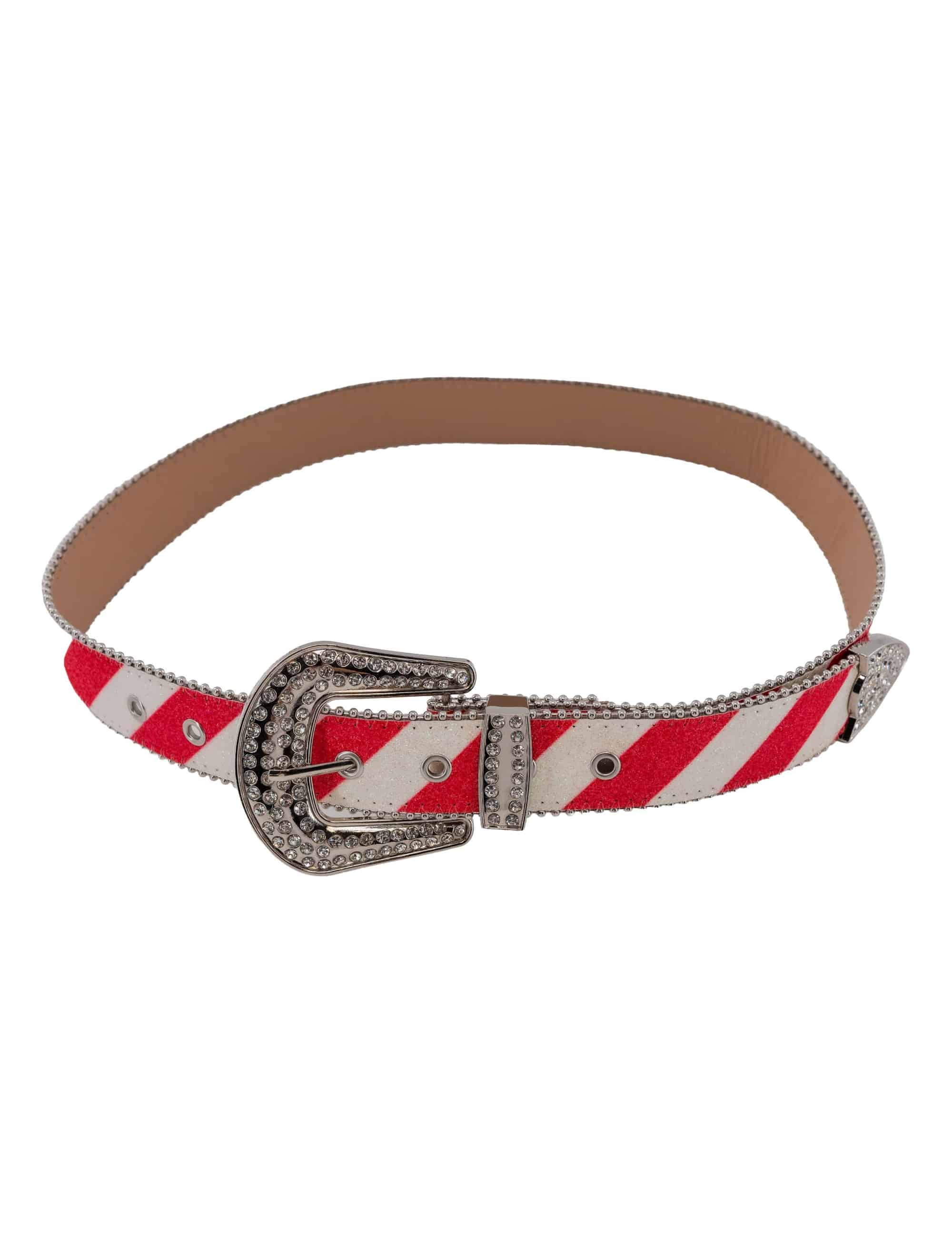 Gürtel mit Glitzer 110cm rot/weiß one size