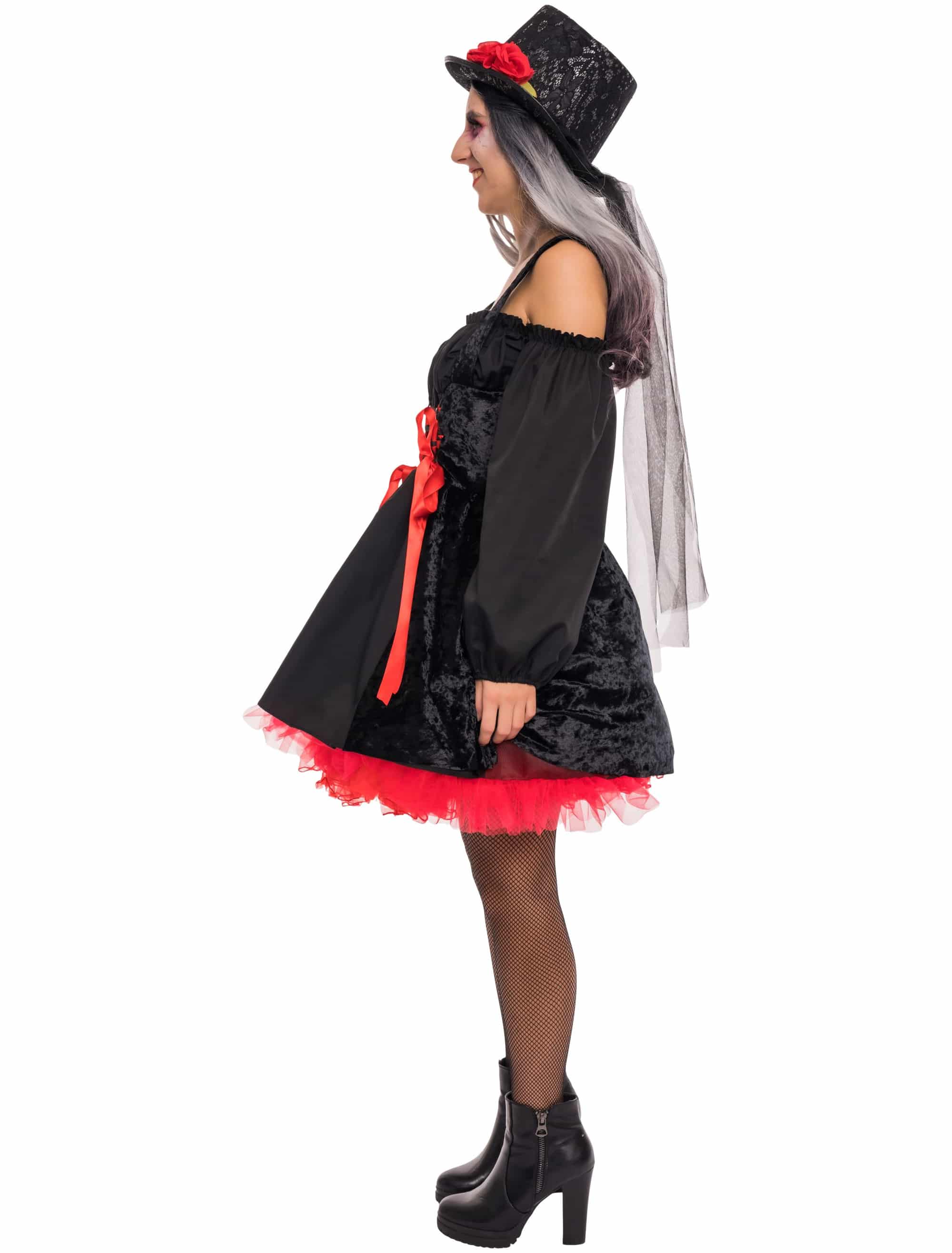Kleid Piratin sexy Damen schwarz/rot XL