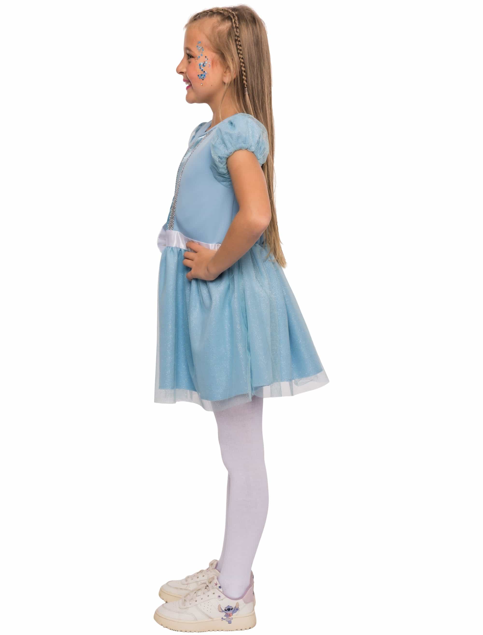 Kleid Cinderalla Unifarben Mädchen blau 116/128