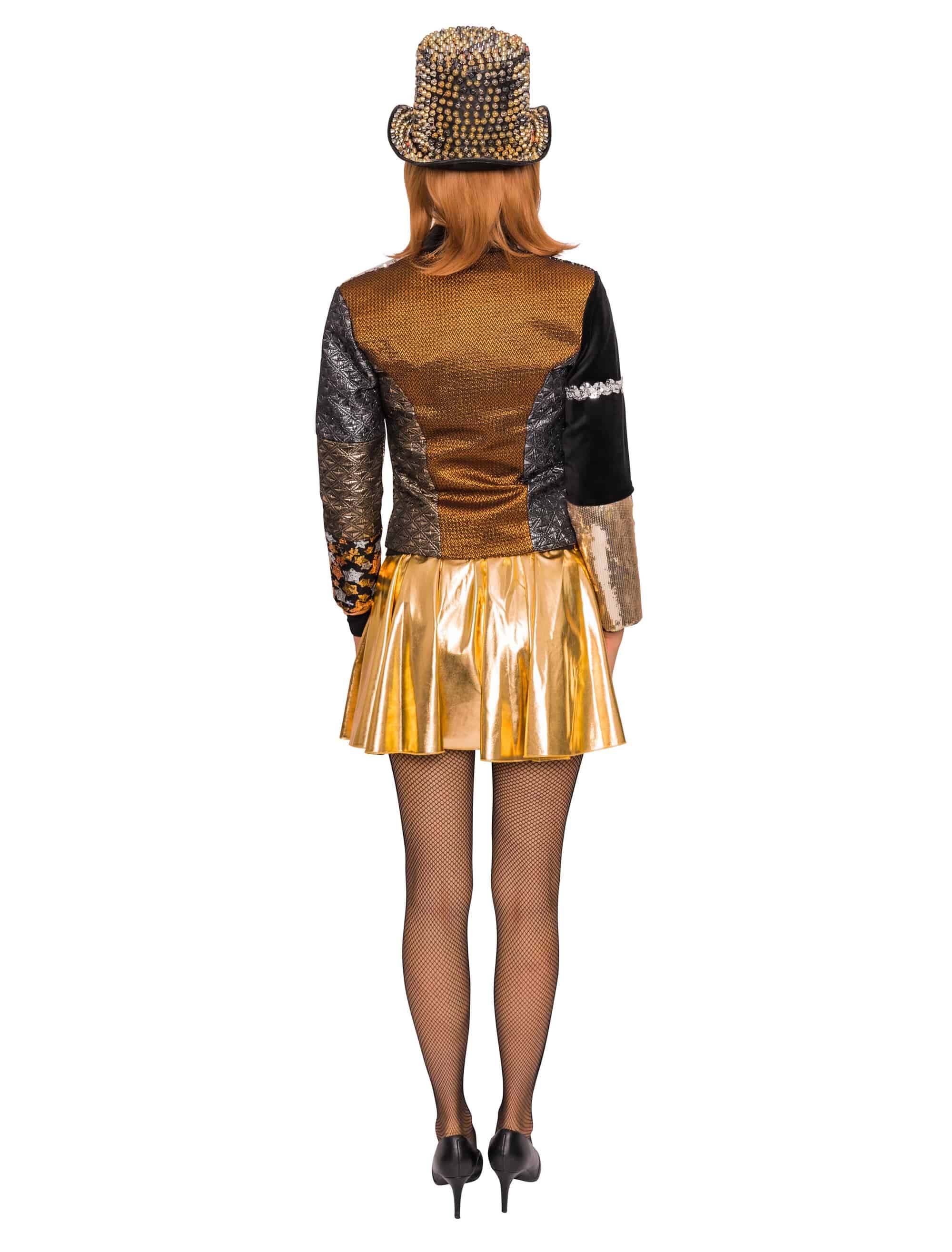 Jacke Damen metallic Damen schwarz/gold 2XL