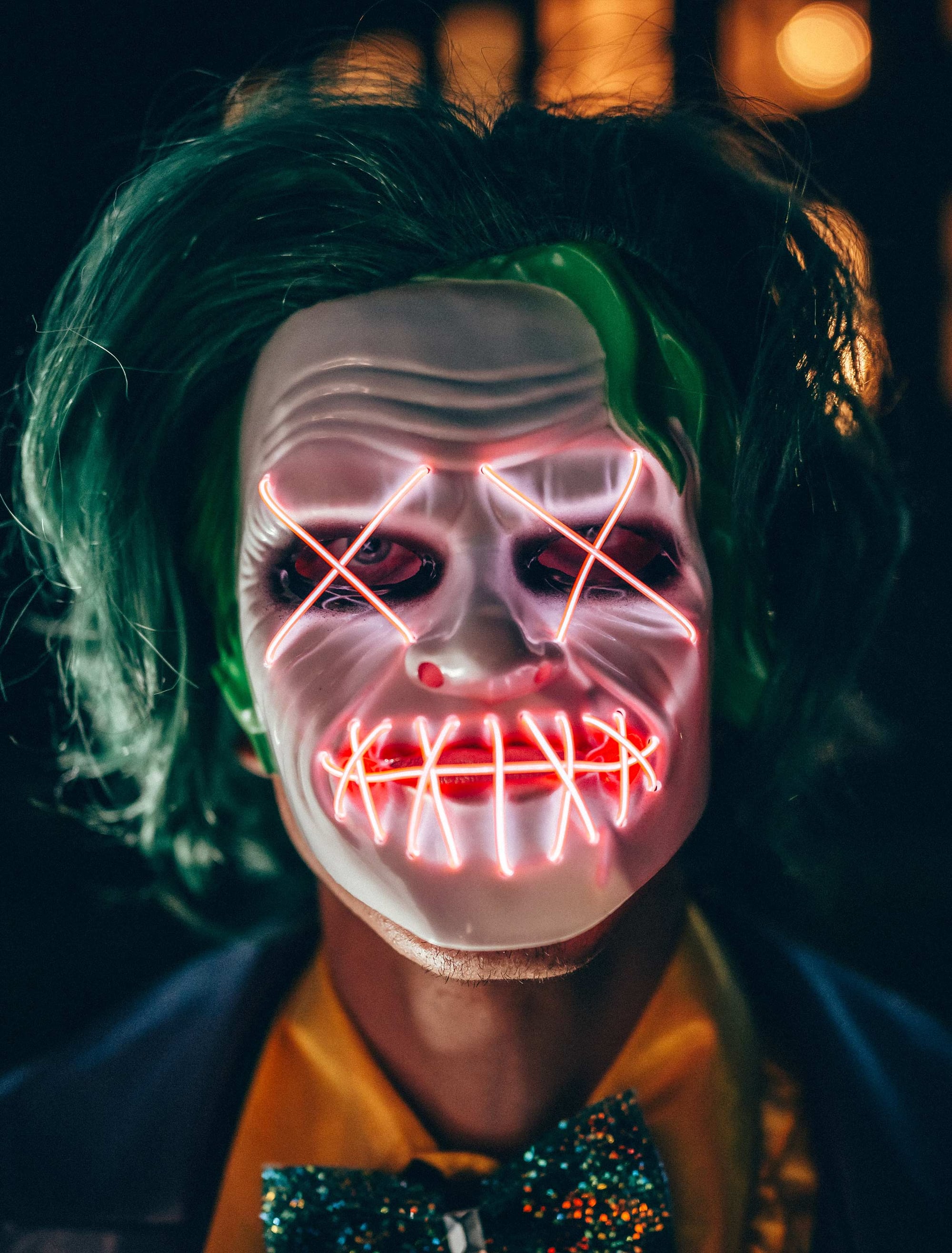 LED Maske Schurke grün/weiß