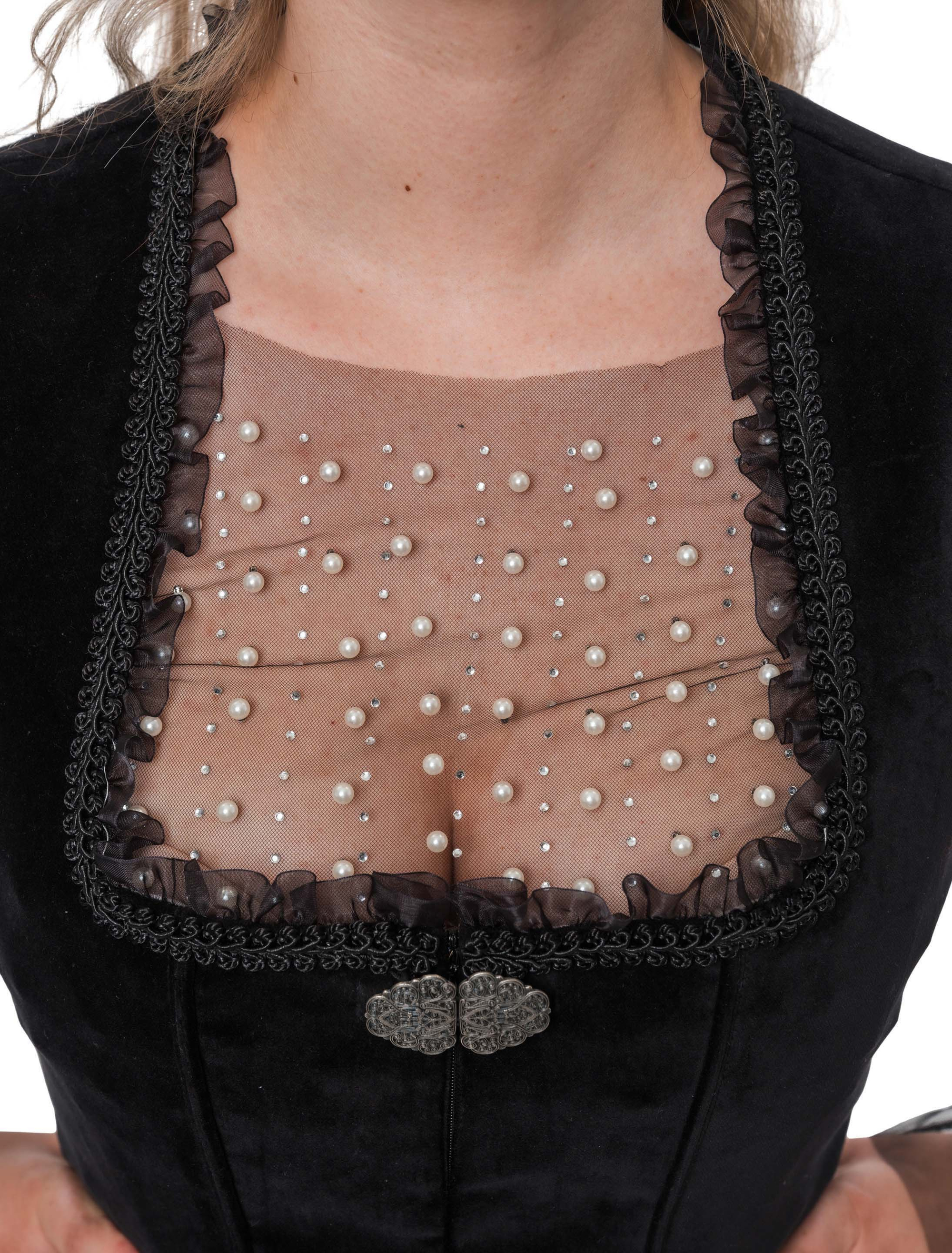 Oberteil Mesh mit Perlen und Strass schwarz S/M