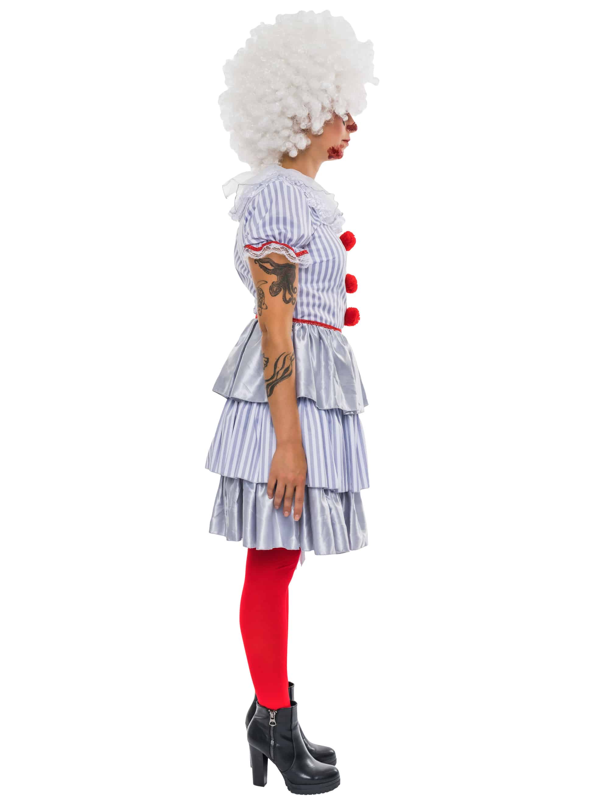 Kleid Horrorclown Damen grau L