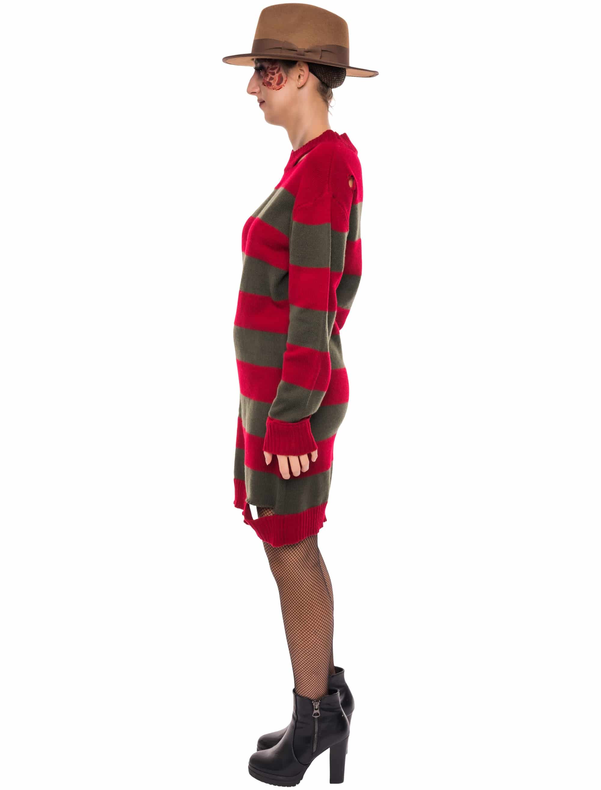 Strickkleid Damen rot/grün S/M
