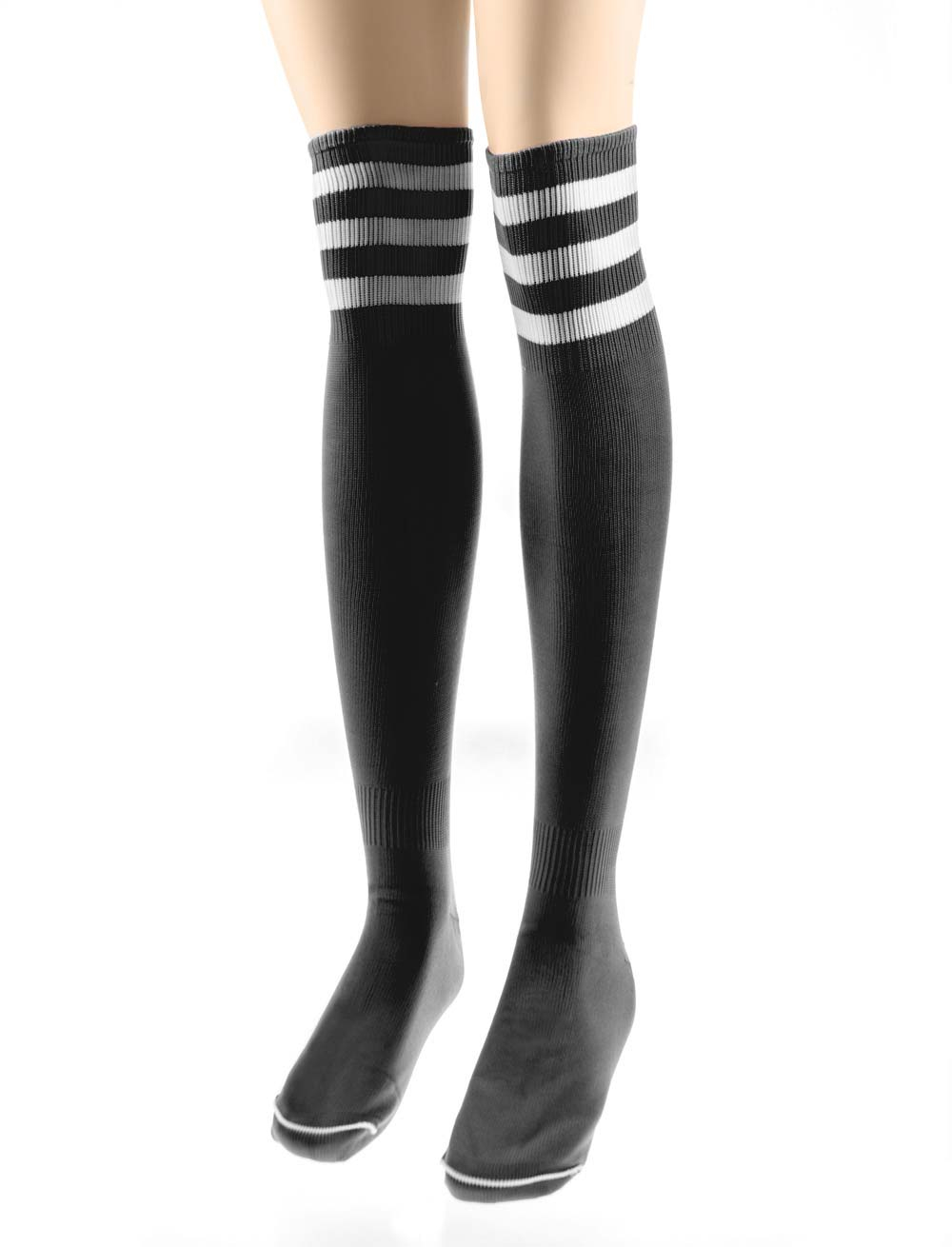 Overknees schwarz mit weißen Streifen
