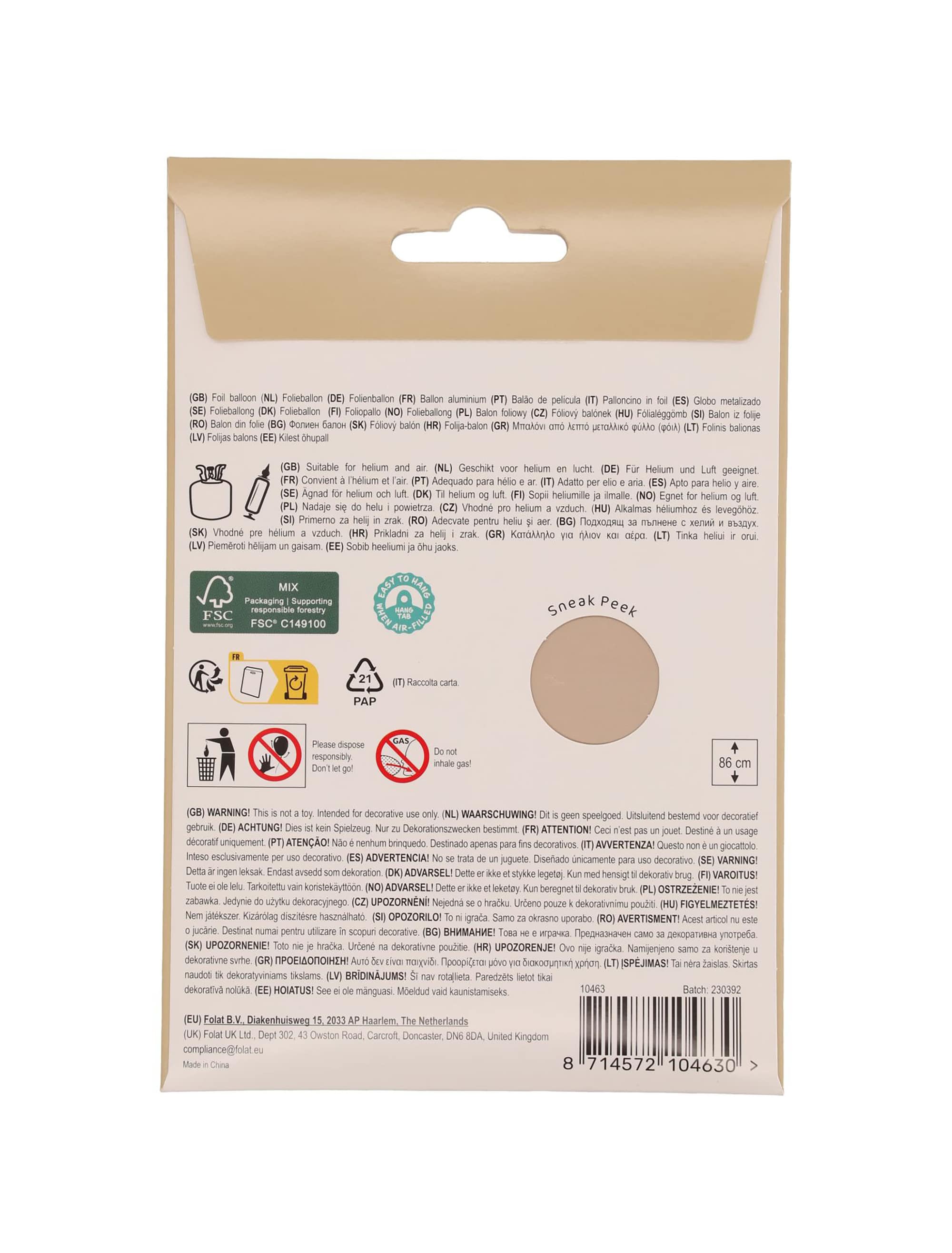 Folienballon Zahl 3 L matt gold