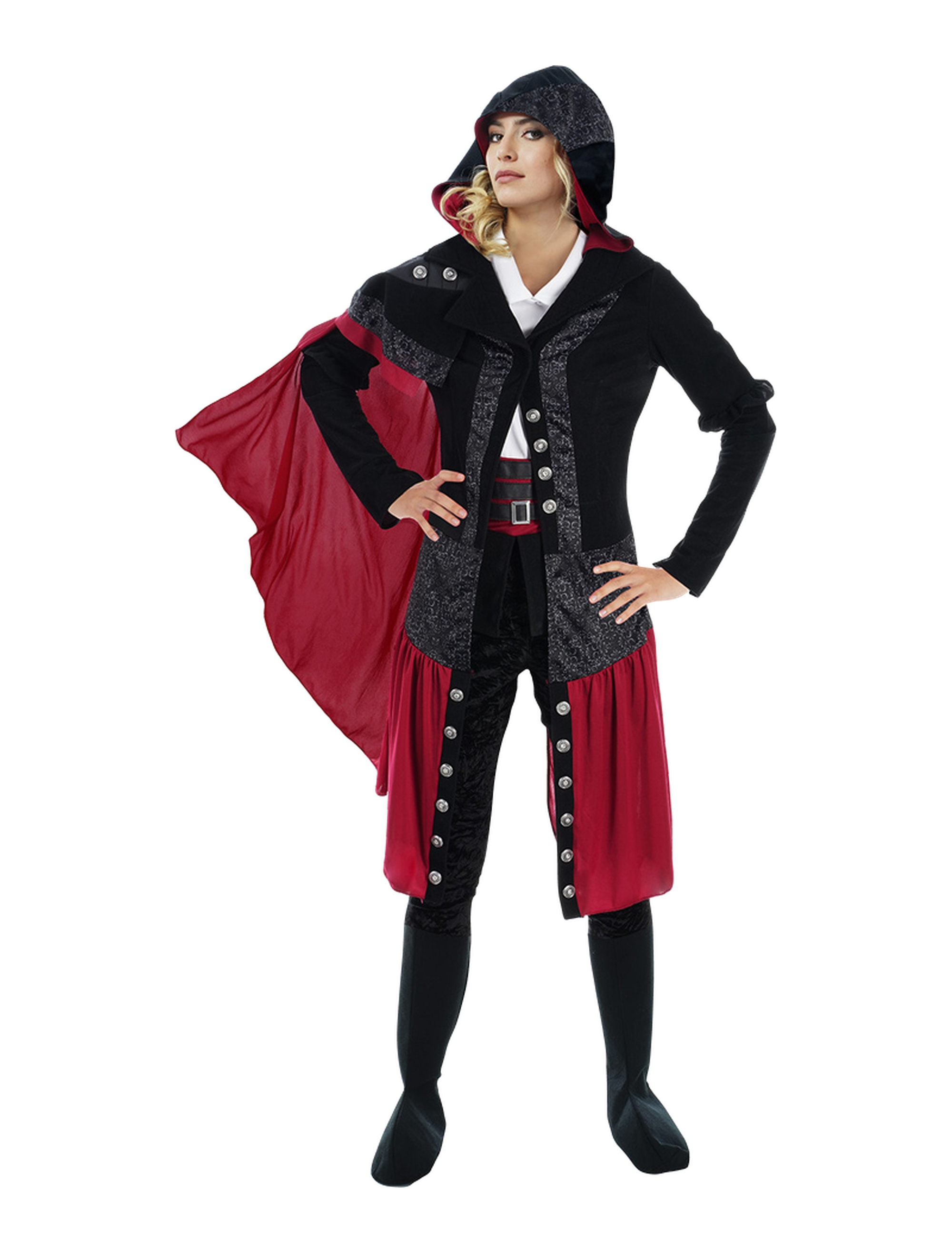 Kostüm Evie Frye Assassins Creed 2-tlg. Damen schwarz/rot L