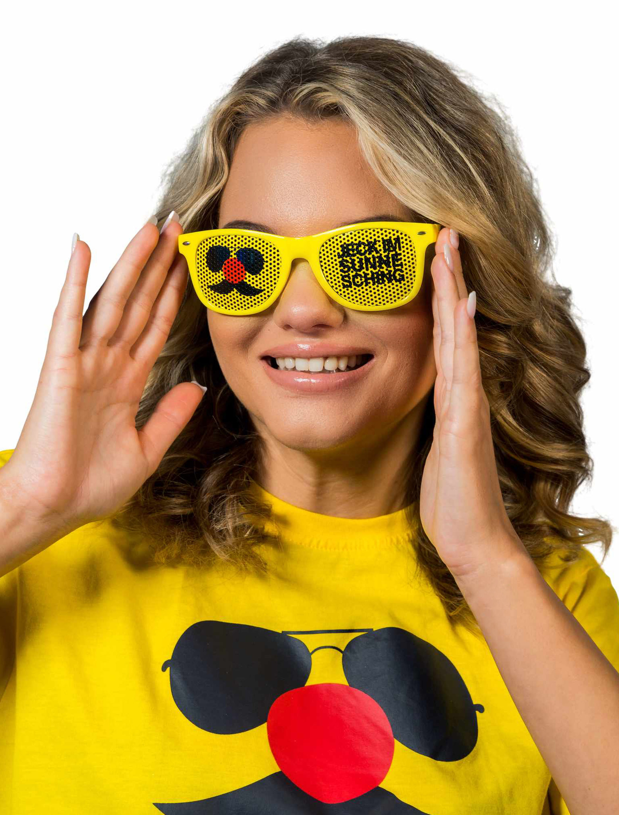 JIS Brille Logo mit Flaschenöffner Jeck im Sunnesching gelb