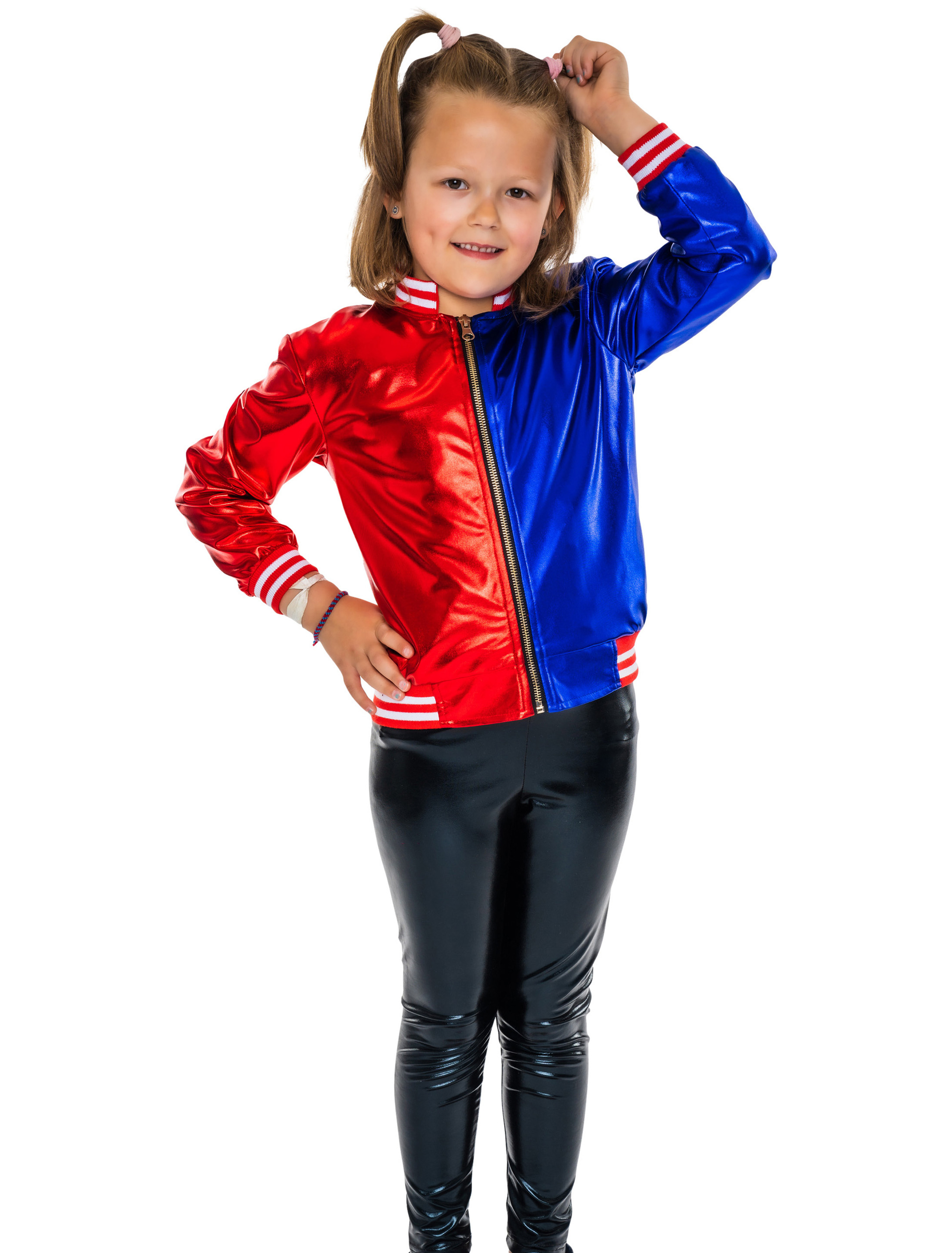 Jacke Harlekin Kinder metallic rot/blau 116-128